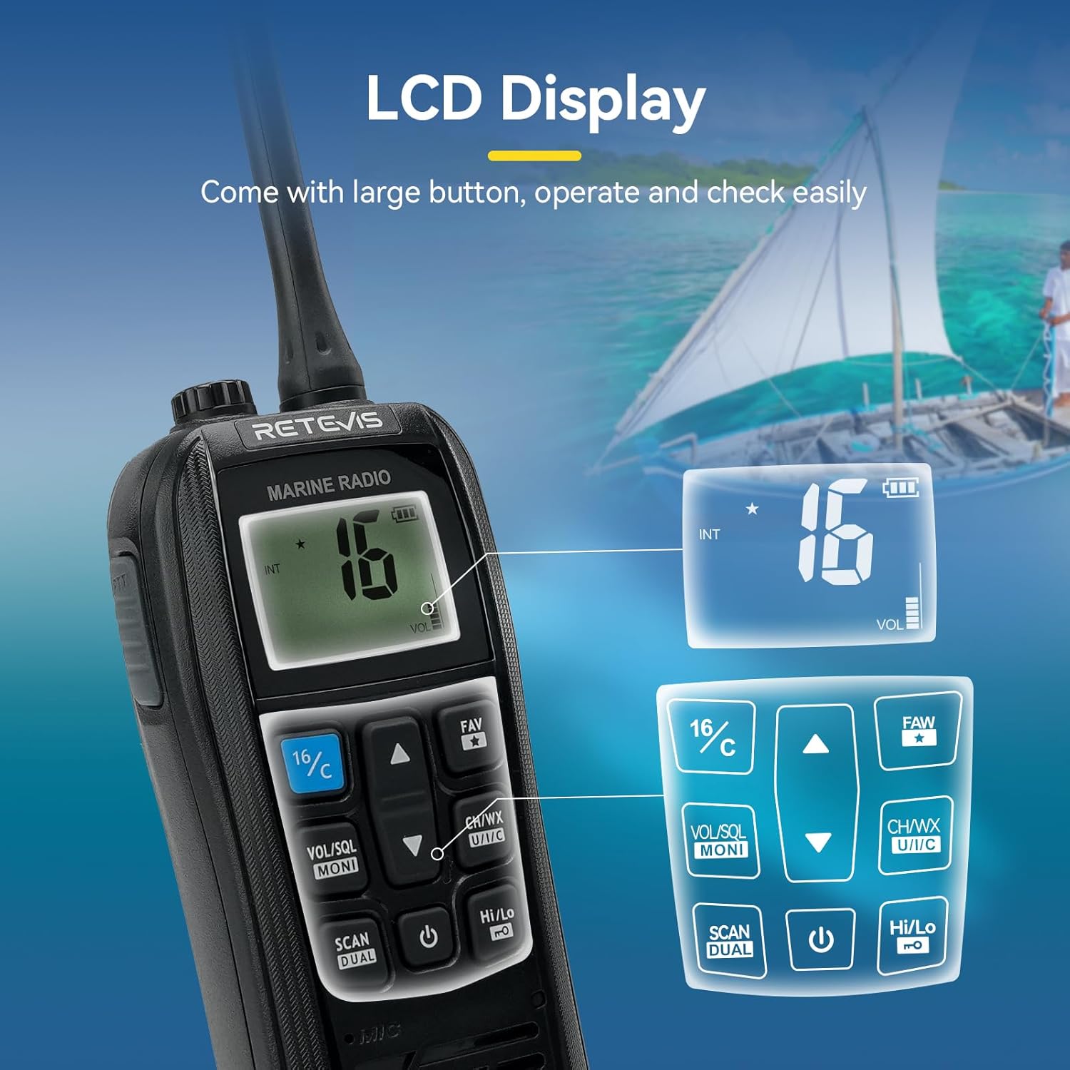 Retevis RM22 VHF Marino Portatile IP67, Nero - immagine 6