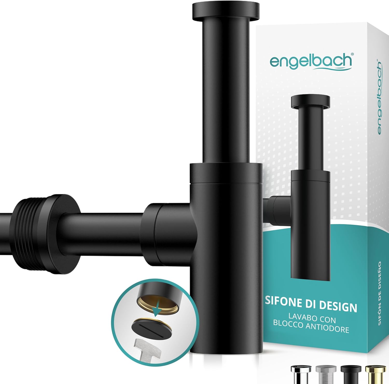 Engelbach® Sifone Lavabo Bagno con Apertura per Pulizia - immagine 1