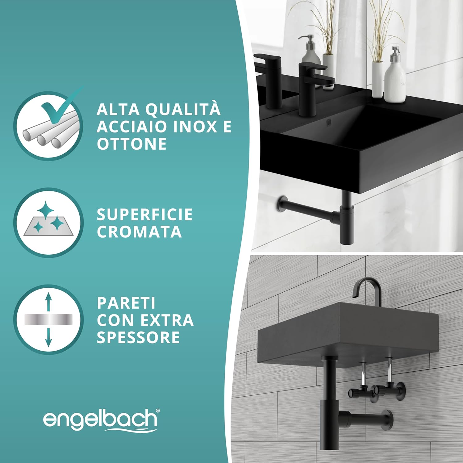 Engelbach® Sifone Lavabo Bagno con Apertura per Pulizia - immagine 3