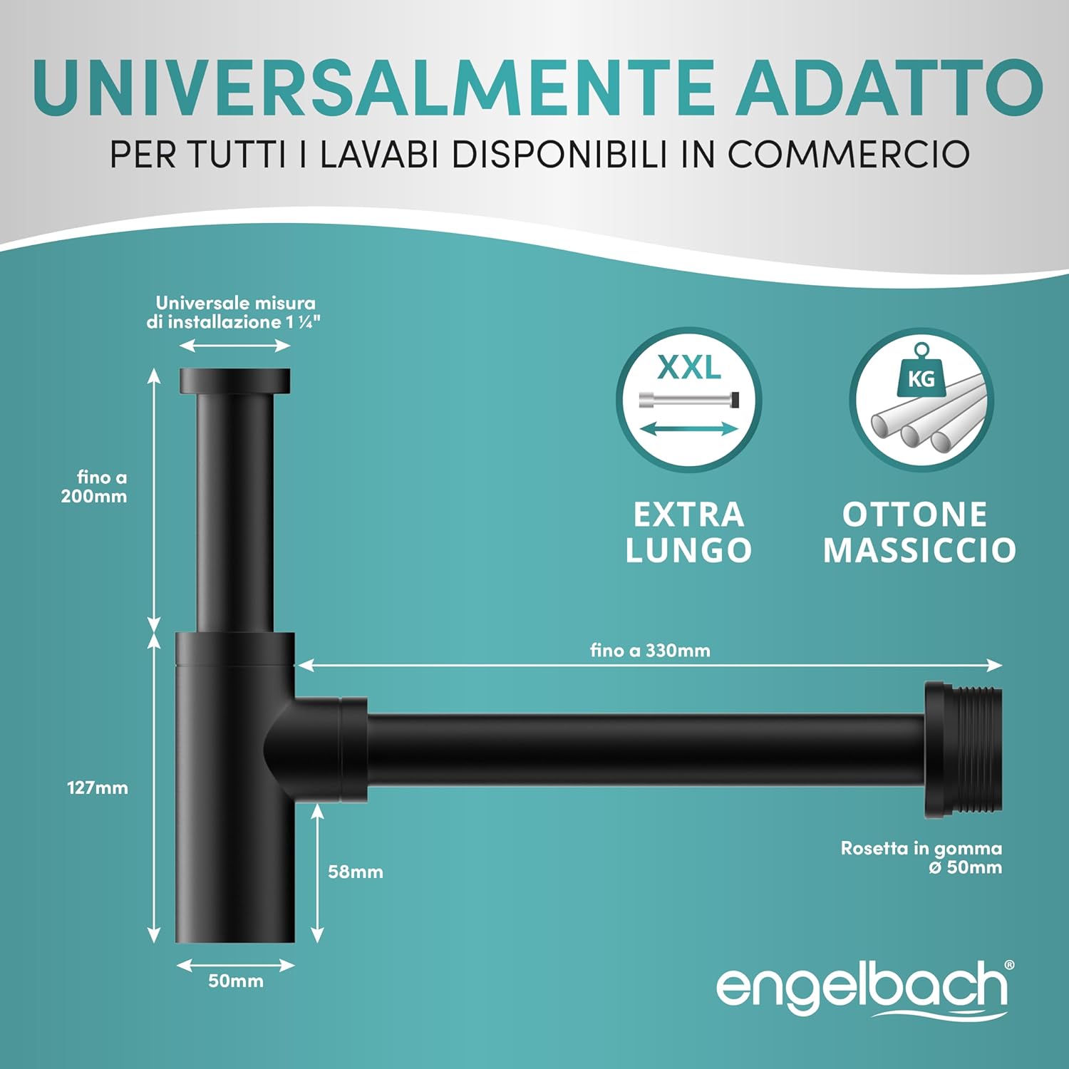 Engelbach® Sifone Lavabo Bagno con Apertura per Pulizia - immagine 6