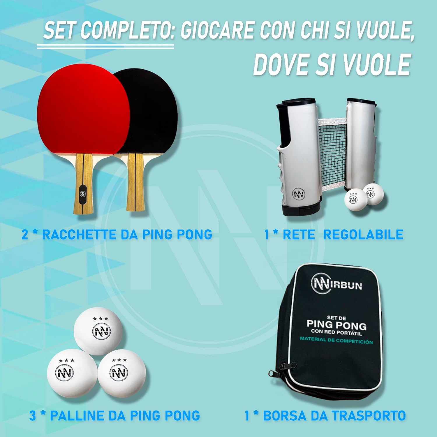 Set Ping Pong con Rete Estensibile Professionale - immagine 3