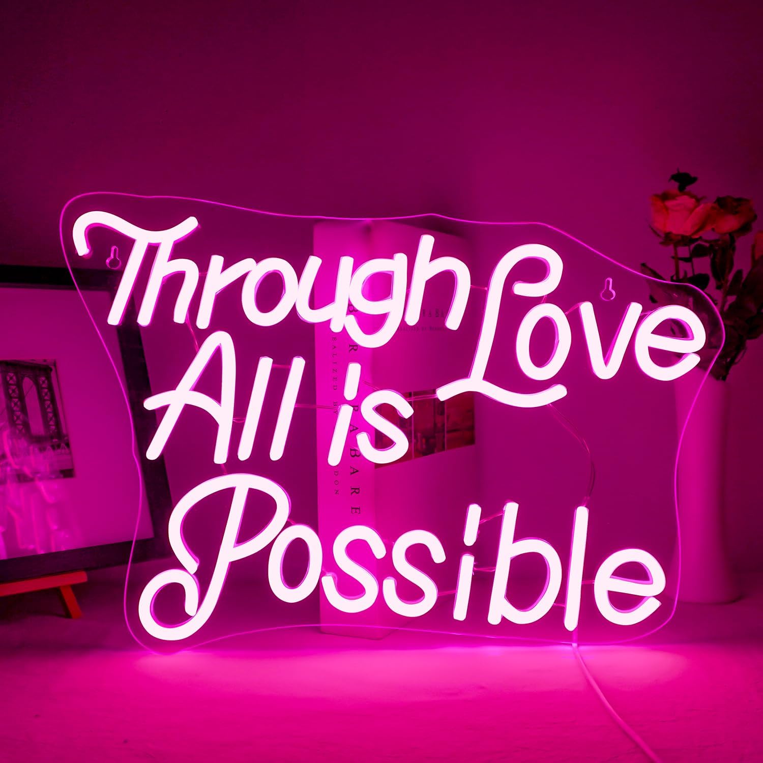 Ineonlife Neon Sign "Through Love All is Possible" - Rosa - immagine 1
