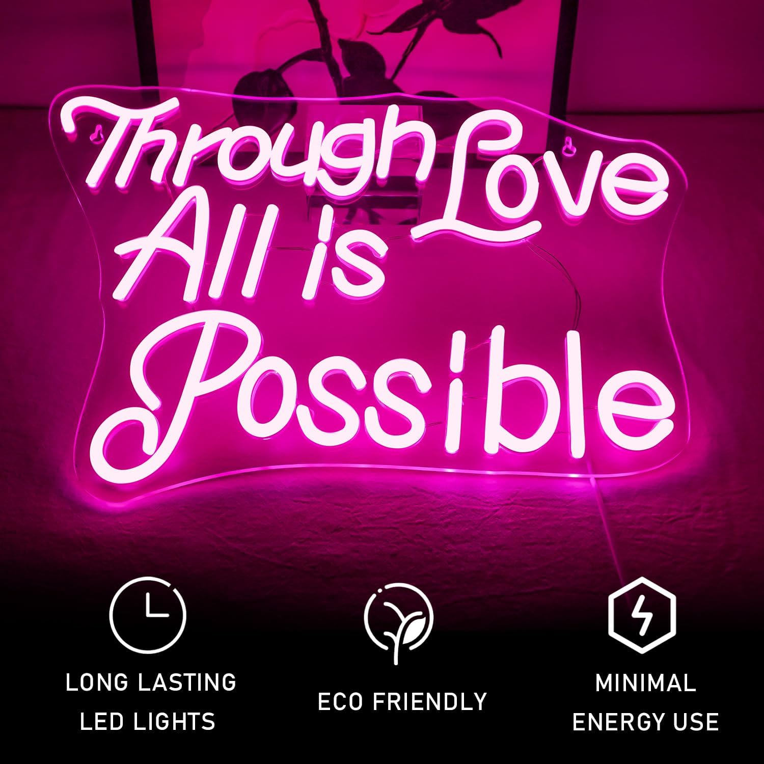 Ineonlife Neon Sign "Through Love All is Possible" - Rosa - immagine 2