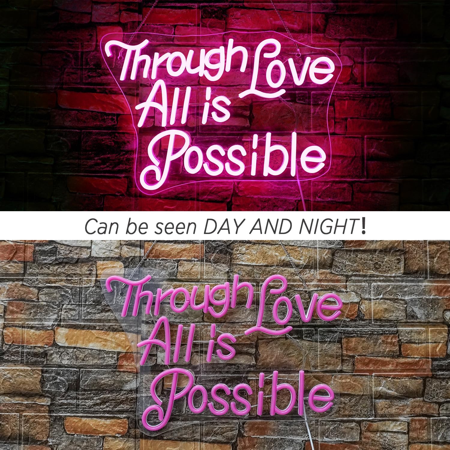 Ineonlife Neon Sign "Through Love All is Possible" - Rosa - immagine 5