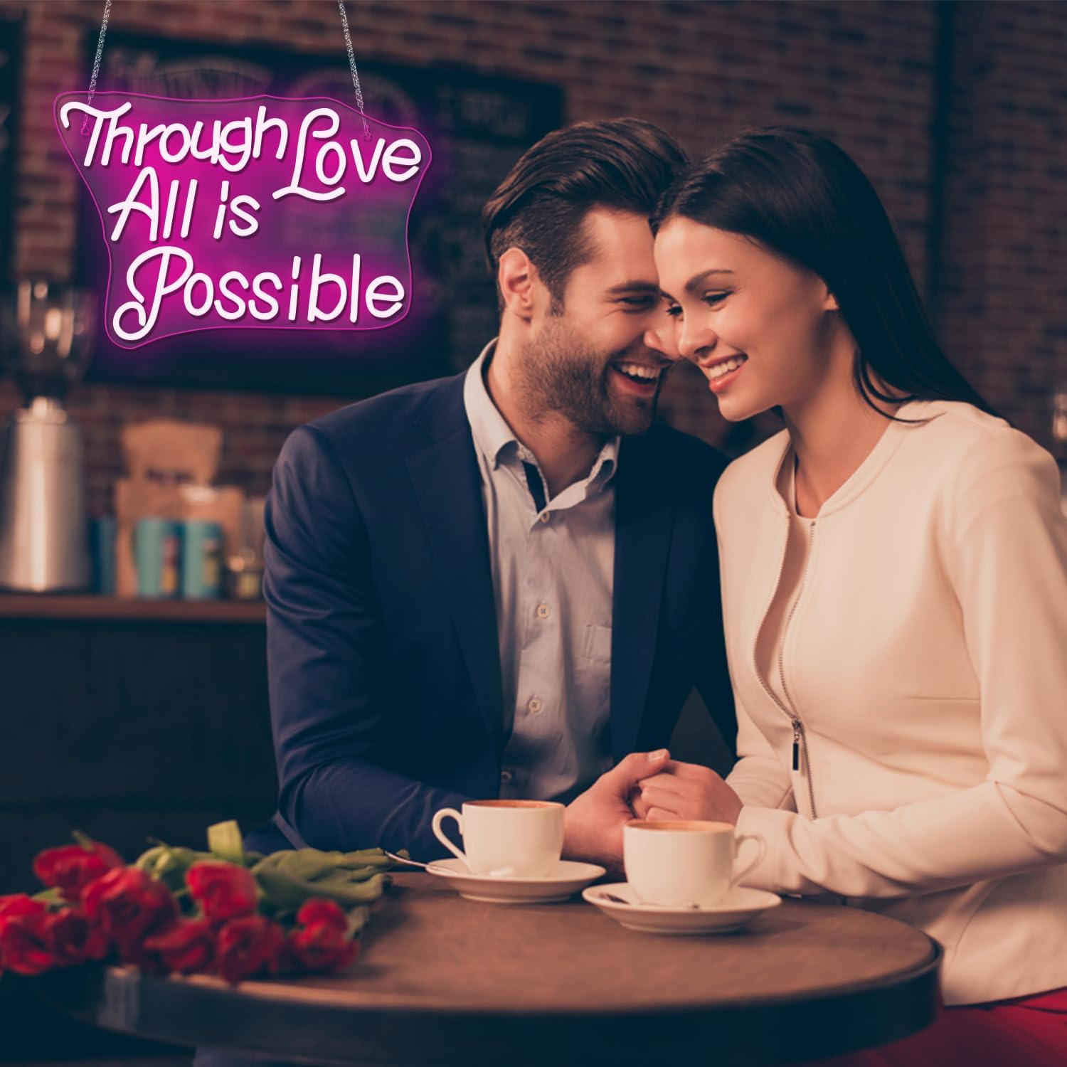 Ineonlife Neon Sign "Through Love All is Possible" - Rosa - immagine 6