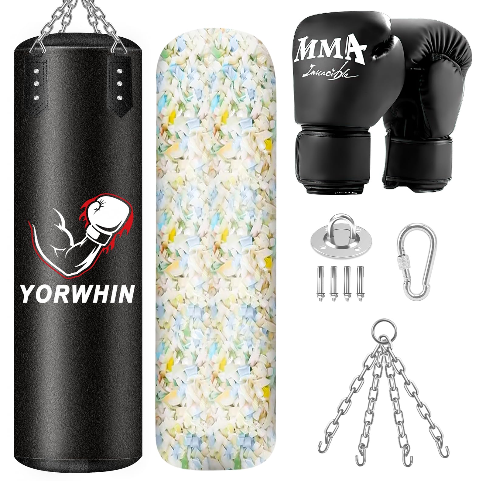 Sacco da Boxe Riempito con Guanti e Imbottitura 5kg