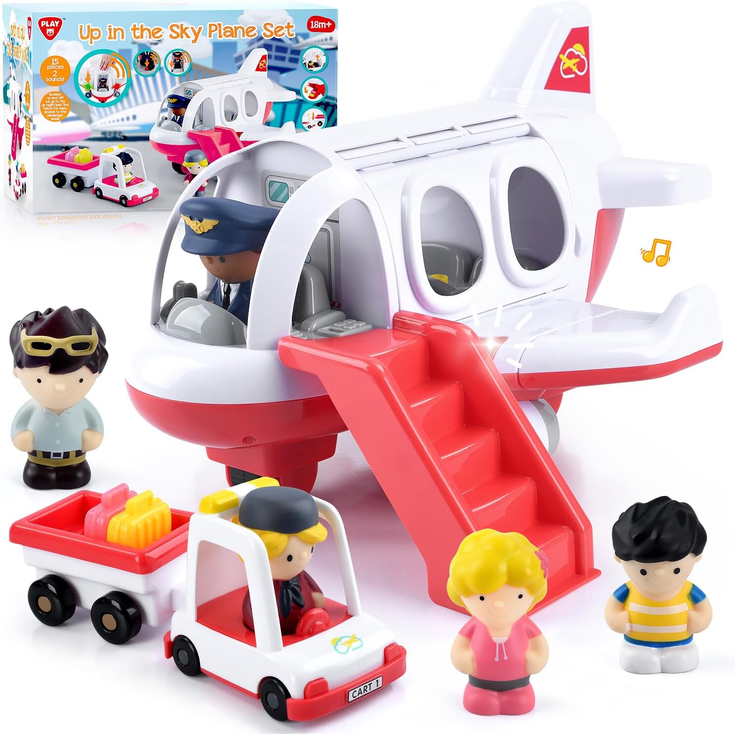 PLAY Viaggio Aereo Giocattolo con Suoni e Luci, Rosso - immagine 1