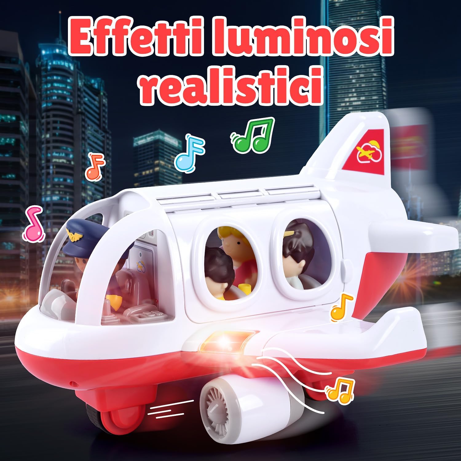 PLAY Viaggio Aereo Giocattolo con Suoni e Luci, Rosso - immagine 4