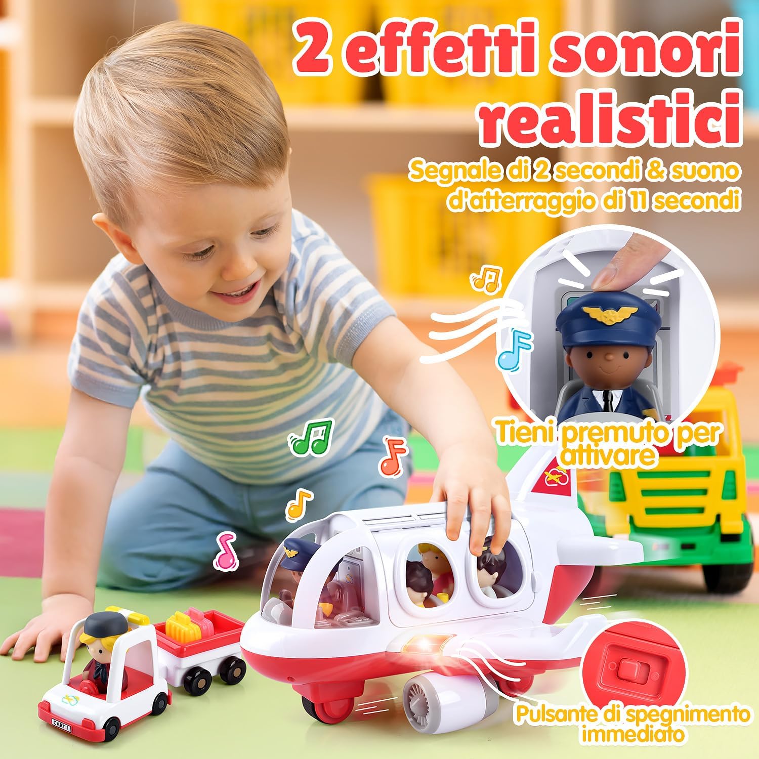 PLAY Viaggio Aereo Giocattolo con Suoni e Luci, Rosso - immagine 5