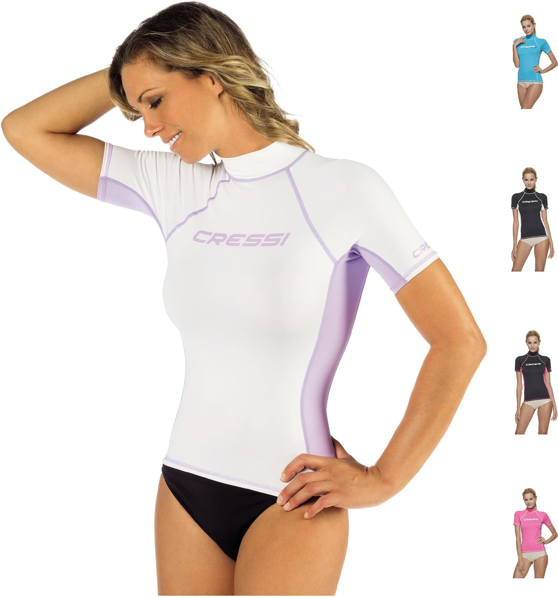 CRESSI Rash Guard Maglia Protettiva a Maniche Corte, in Speciale Tessuto Elastico, Protezione Solare UV/UPF 50+