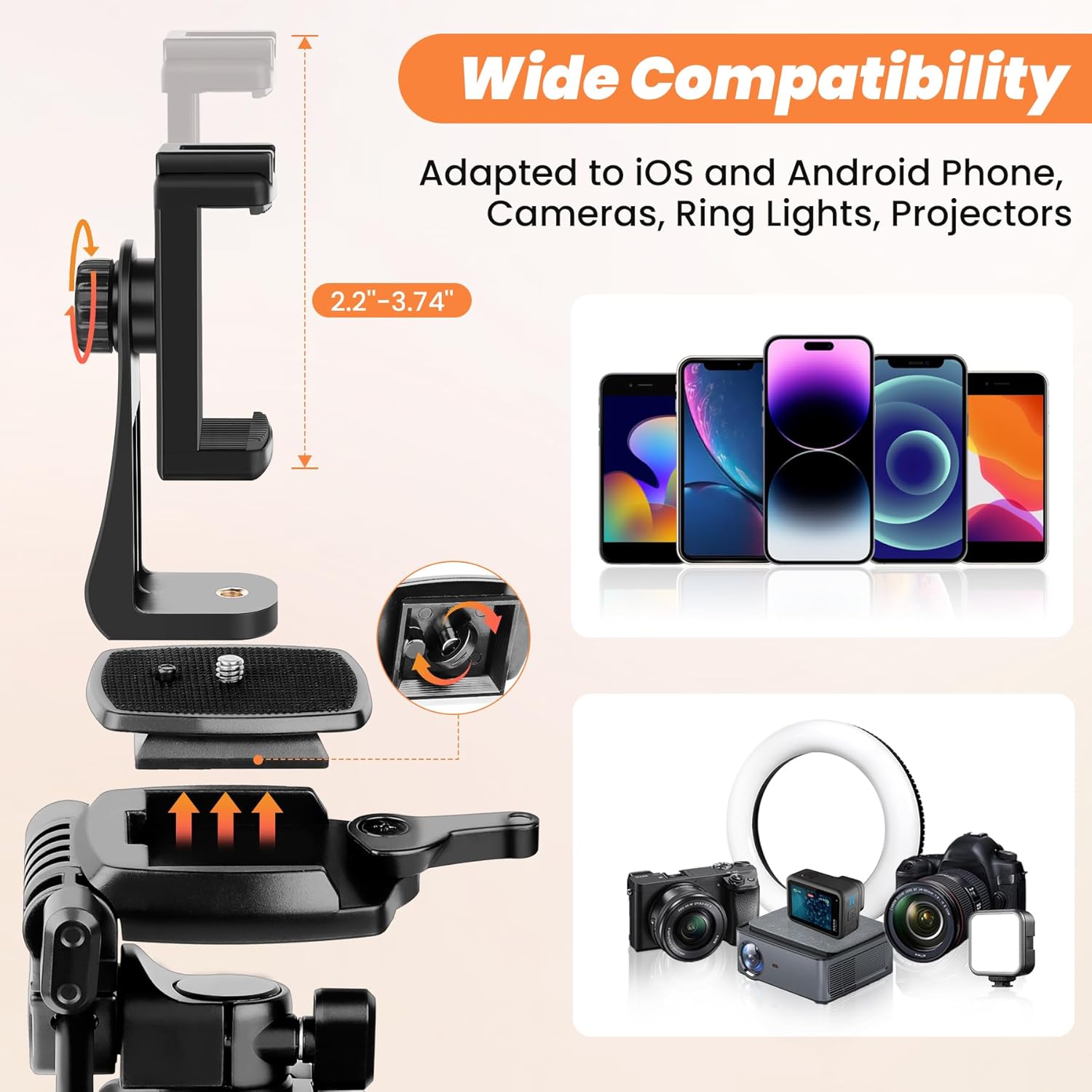 Treppiede Fotocamera e Smartphone in Alluminio 190cm - immagine 4