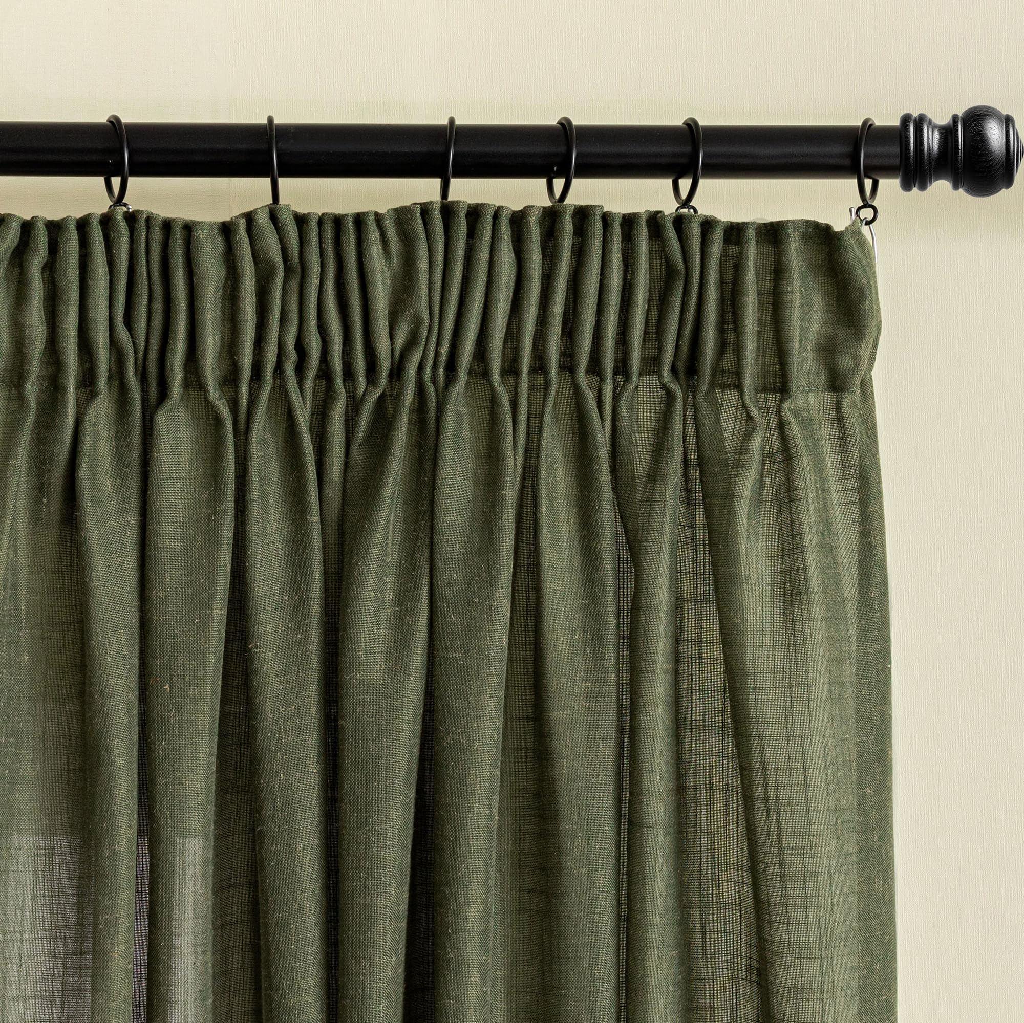 MYSKY HOME Tende per soggiorno con fettuccia arricciata, effetto lino, semitrasparenti, stile naturale, set da 2 pezzi, altezza 260 x larghezza 140 cm, verde