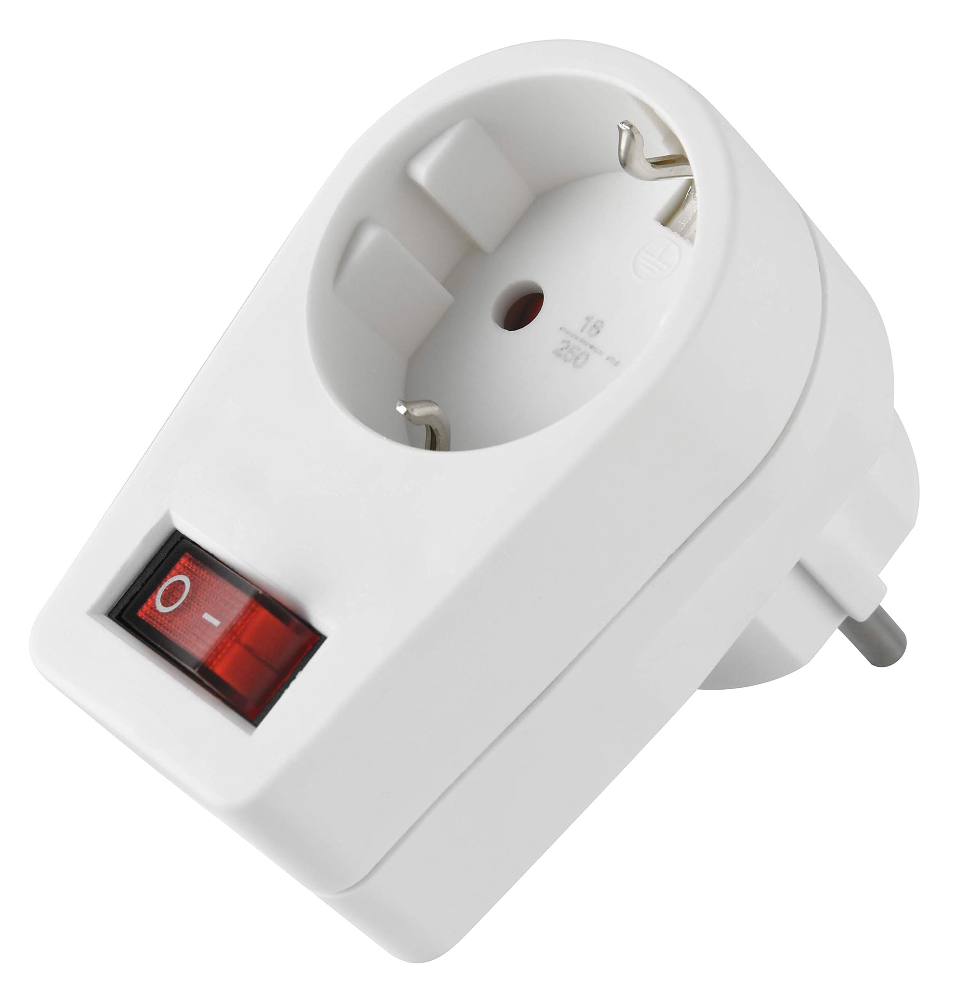 Electraline 55073 Adattatore 16A con Interruttore, Bianco