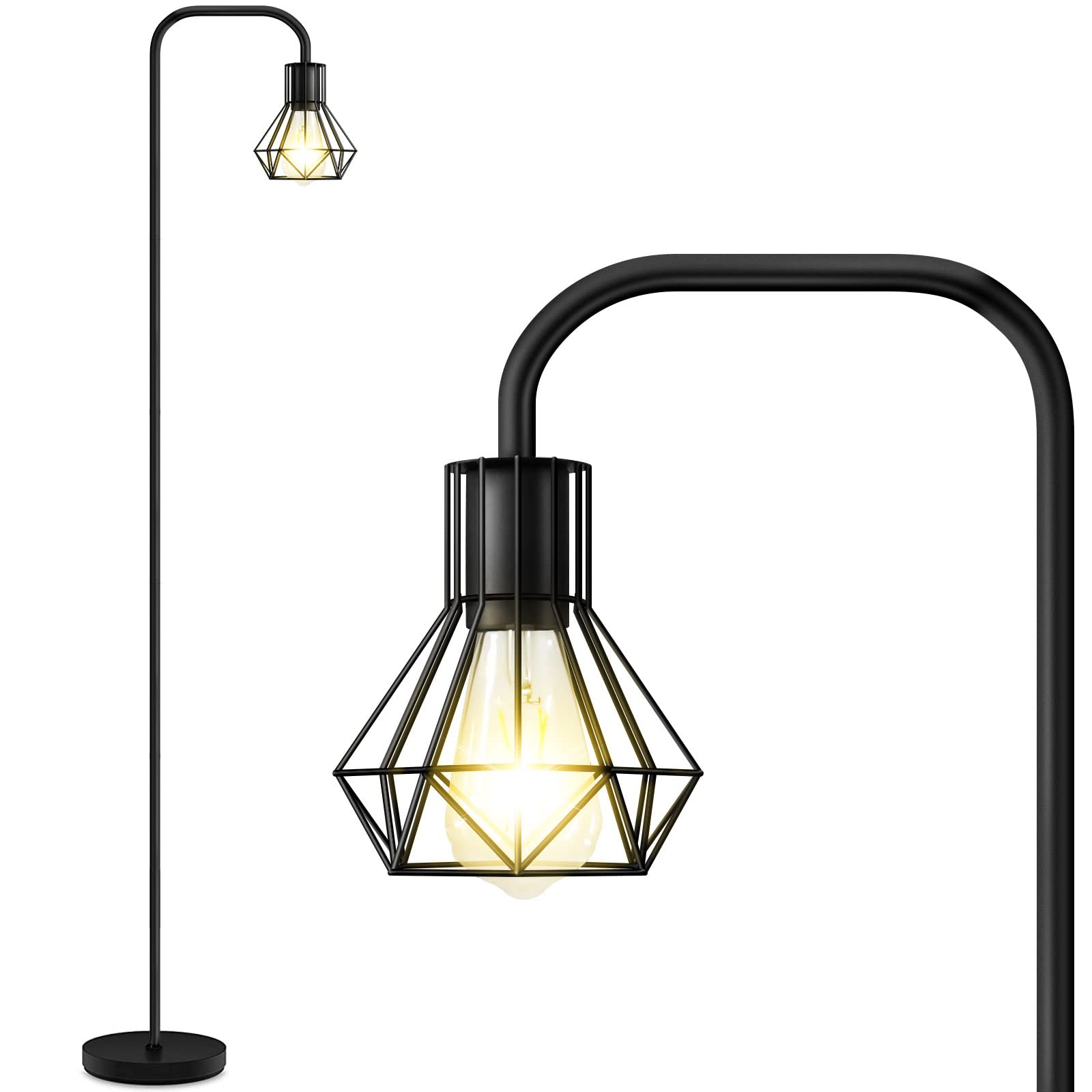 BBHome Lampada da Terra Vintage Industriale E27, Nero