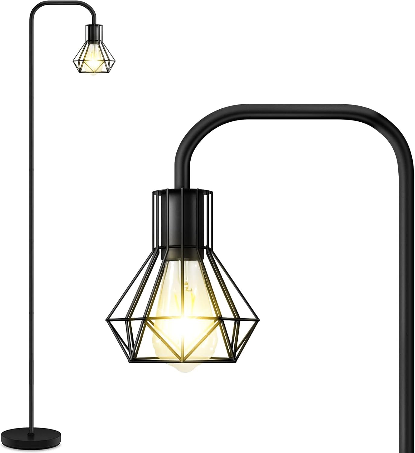 BBHome Lampada da Terra Vintage Industriale E27, Nero - immagine 1