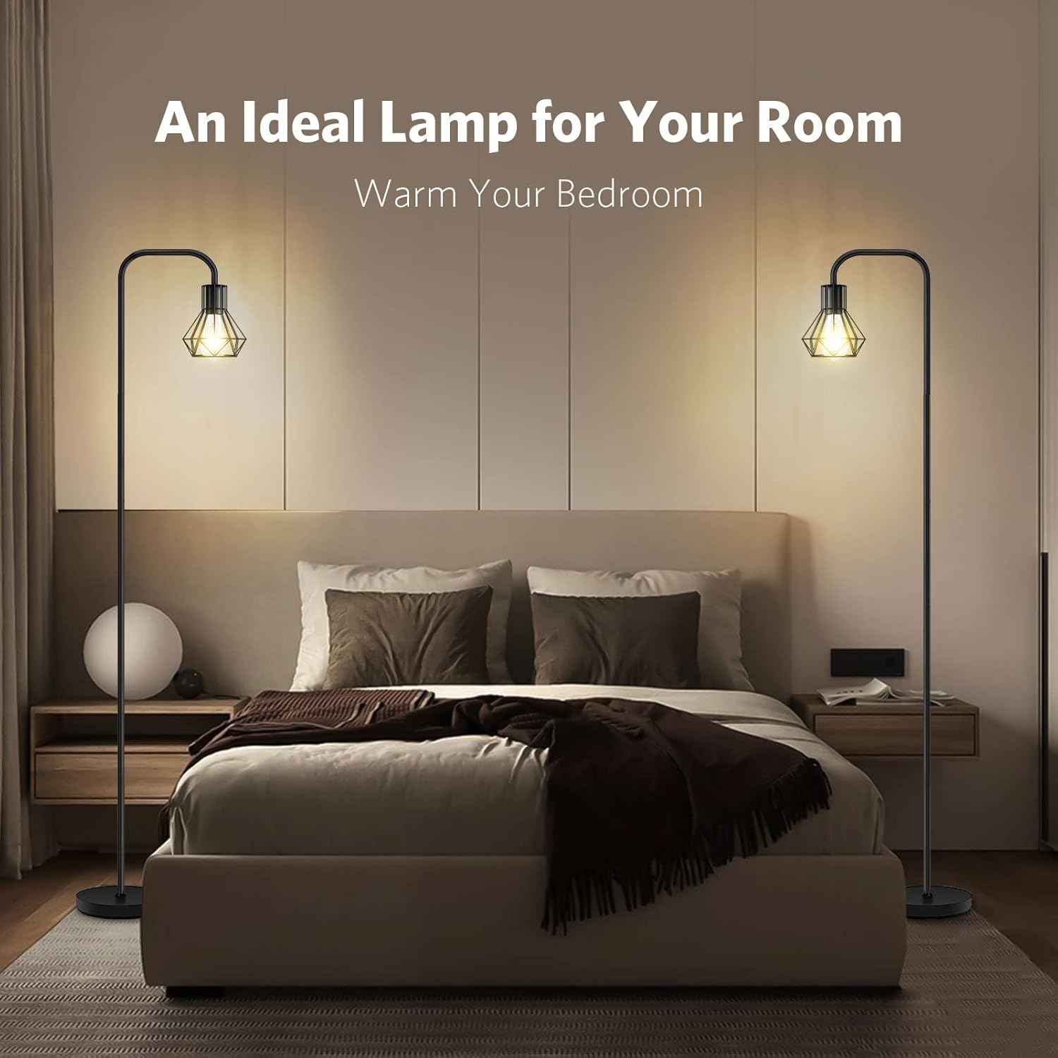 BBHome Lampada da Terra Vintage Industriale E27, Nero - immagine 5