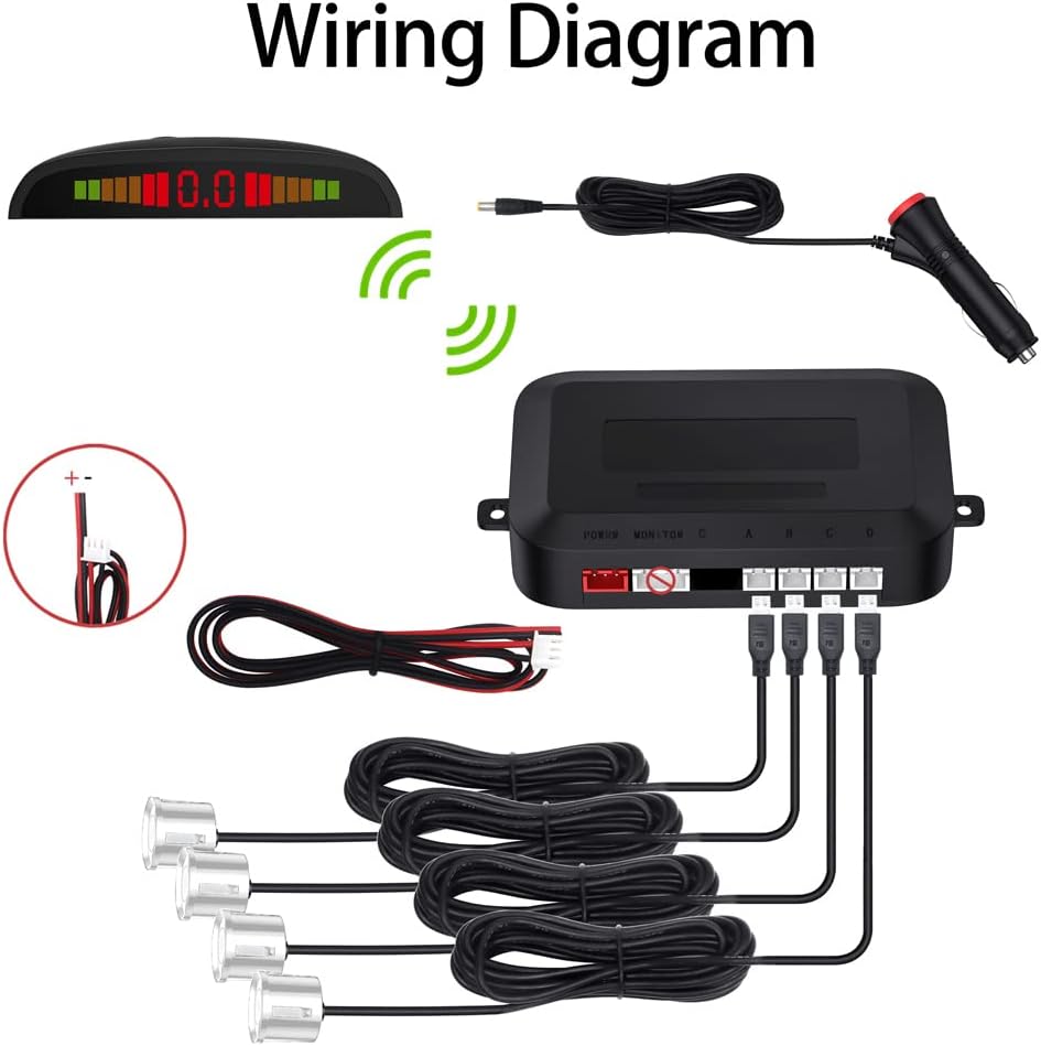 Kit Montaggio Retromarcia Wireless con 4 Sensori PDC - immagine 6