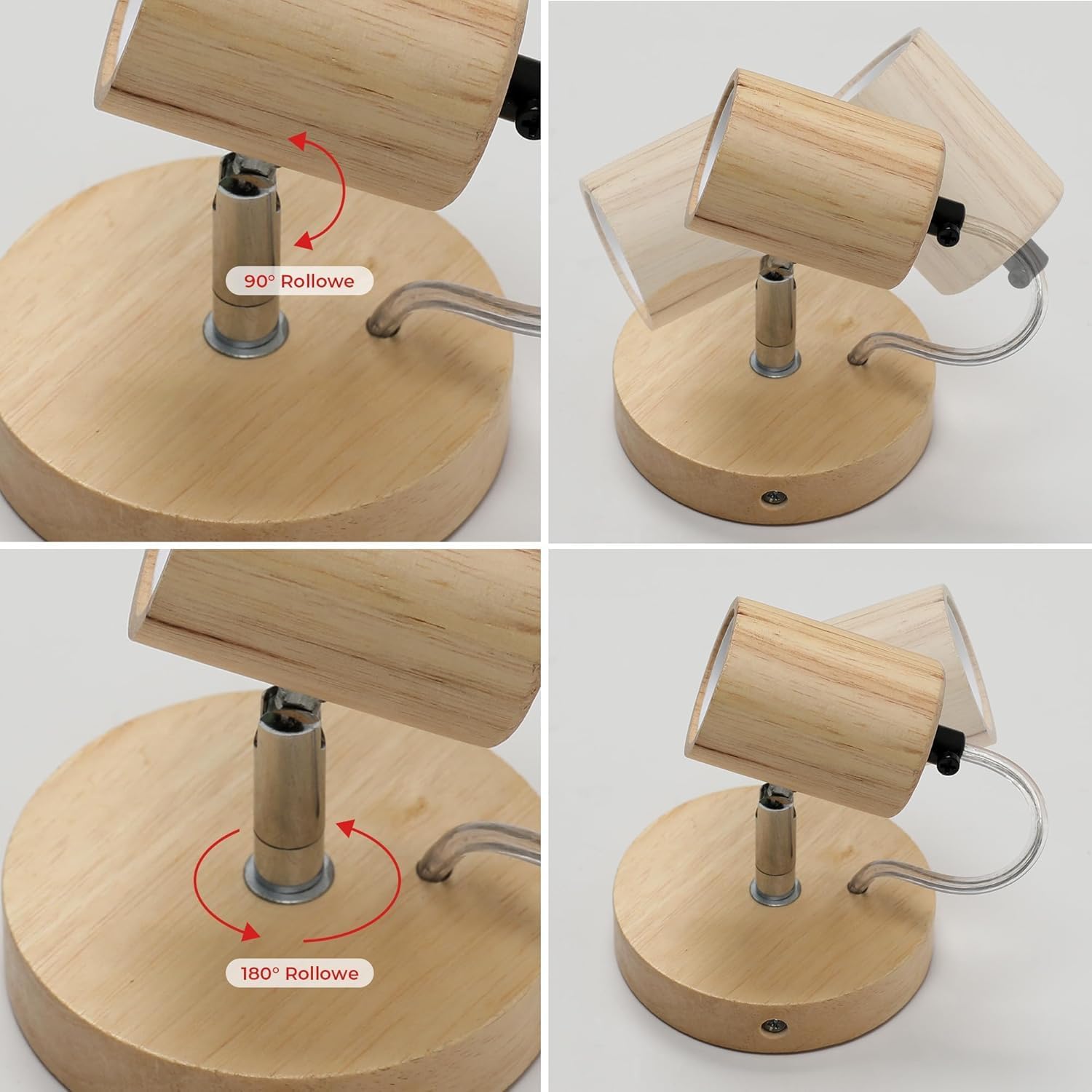 Applique da Parete Interno in Legno E27 - 4 Pezzi - immagine 2