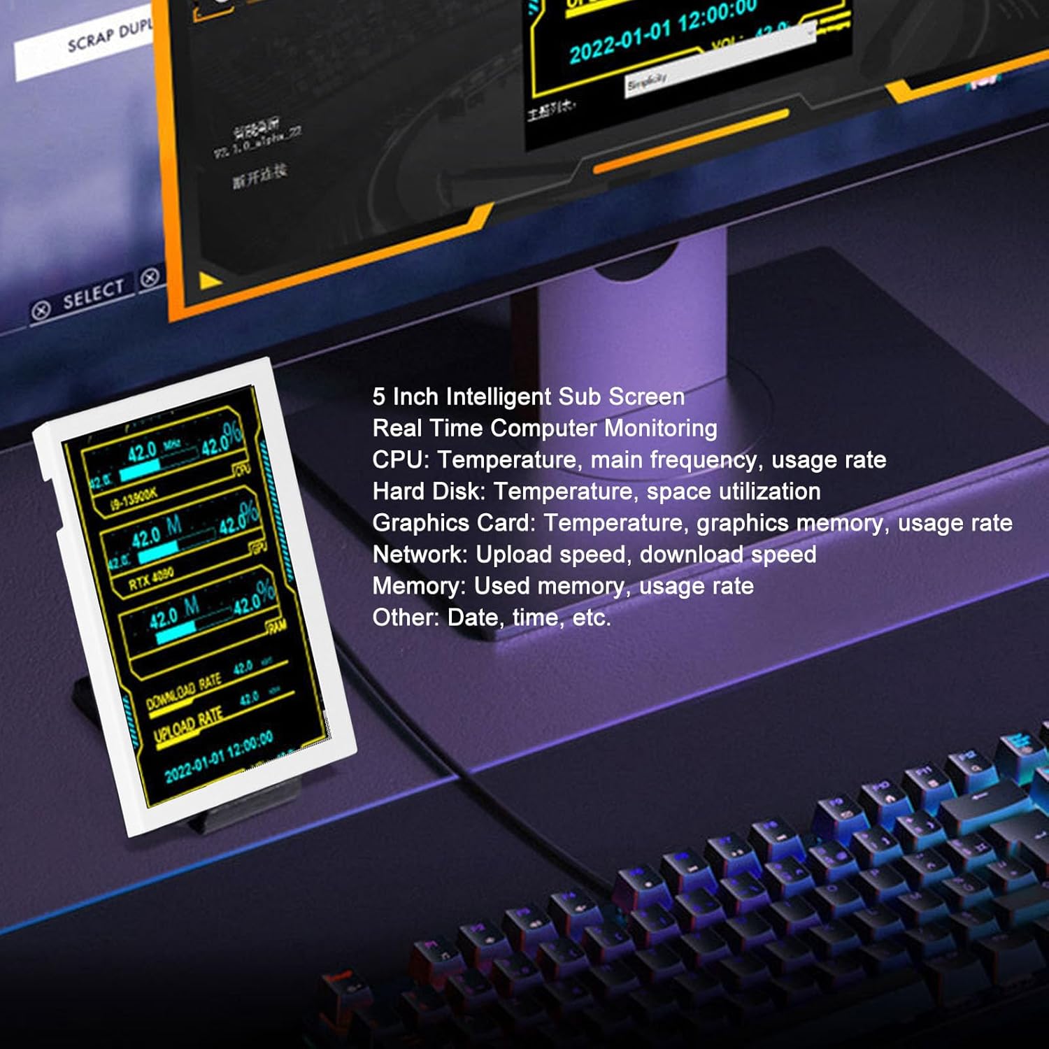 Hyuduo Mini Schermo USB IPS 5 Pollici, WHITE - immagine 6