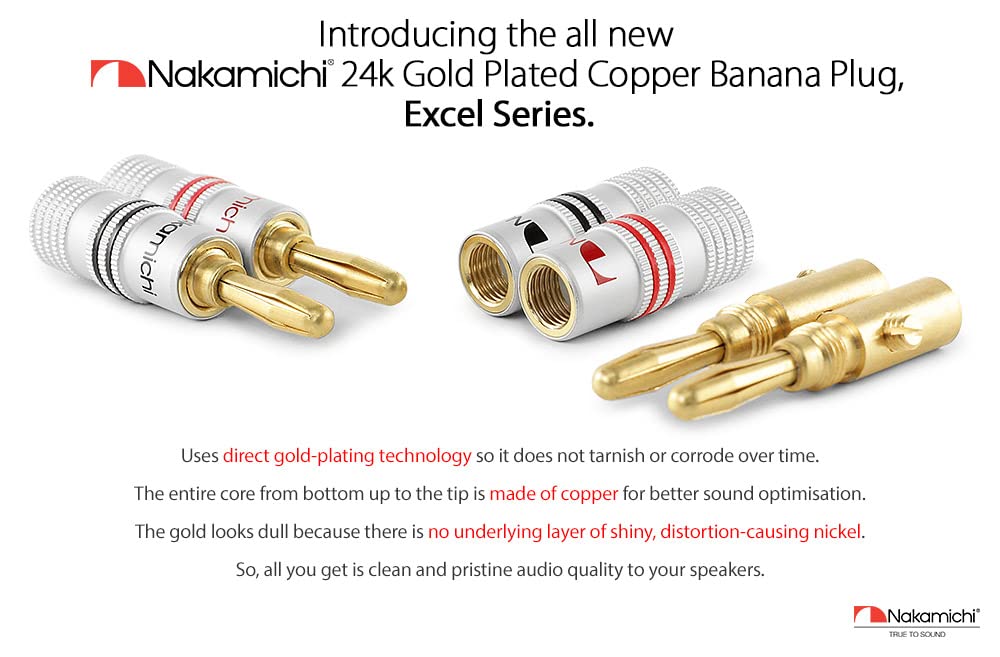 Nakamichi Connettori a Banana 4mm Placcati Oro 24K - 4 Pezzi - immagine 3