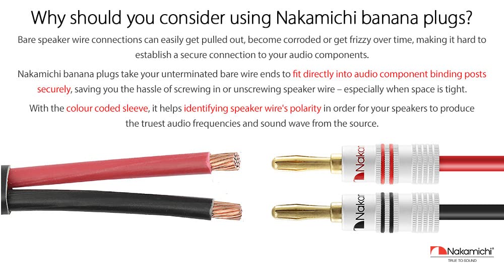 Nakamichi Connettori a Banana 4mm Placcati Oro 24K - 4 Pezzi - immagine 4