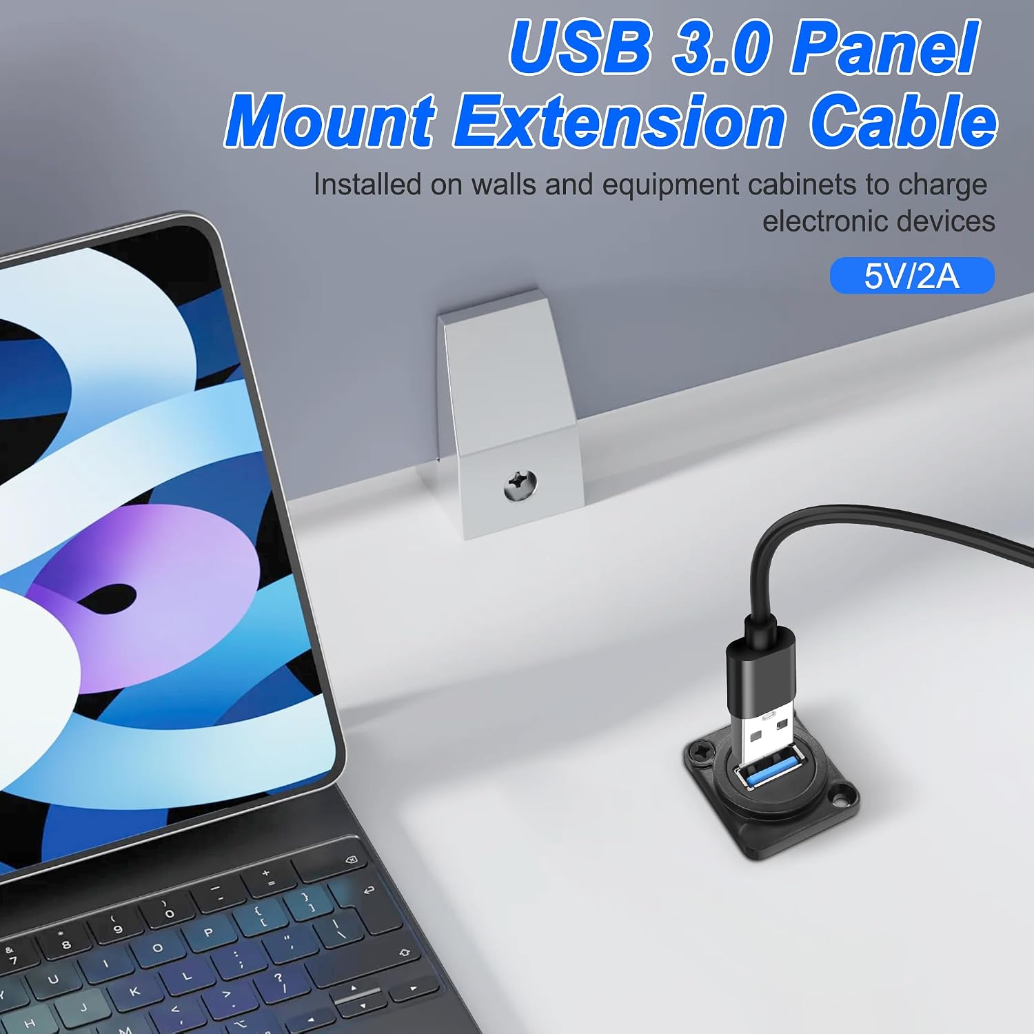 XMSJSIY D-Type USB 3.0 Panel Mount Cable Adapter - 5 Gbps Type A Male ...