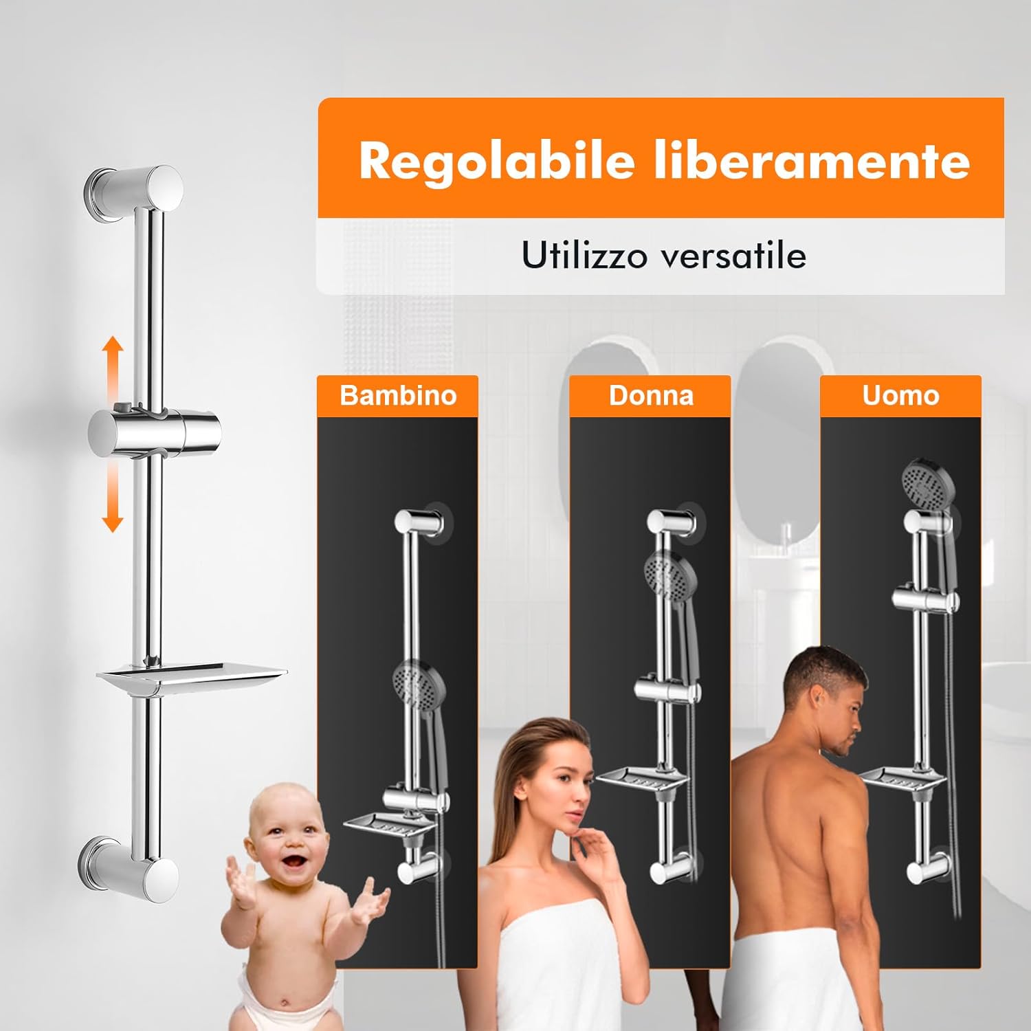 Ibergrif Barra di Scorrimento Doccia Regolabile - immagine 3