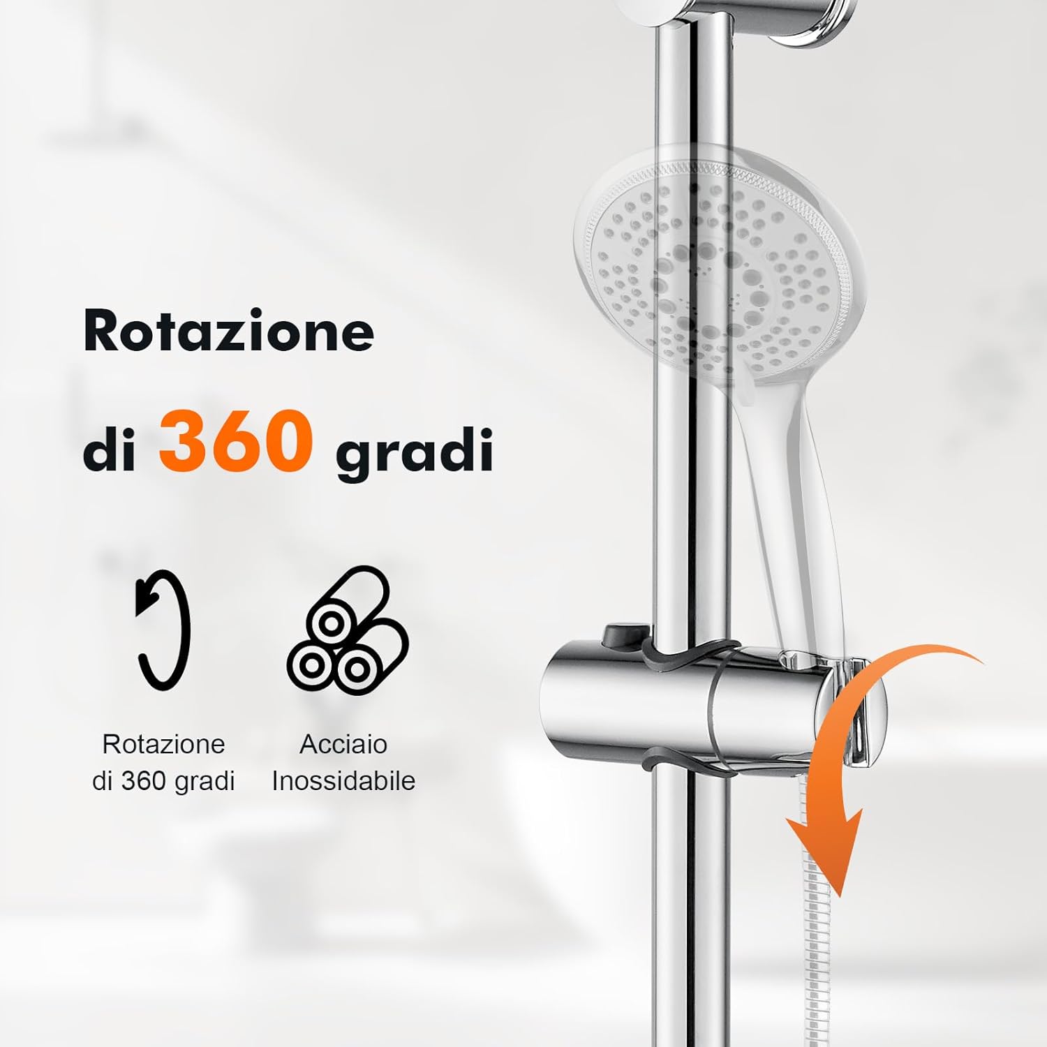 Ibergrif Barra di Scorrimento Doccia Regolabile - immagine 5