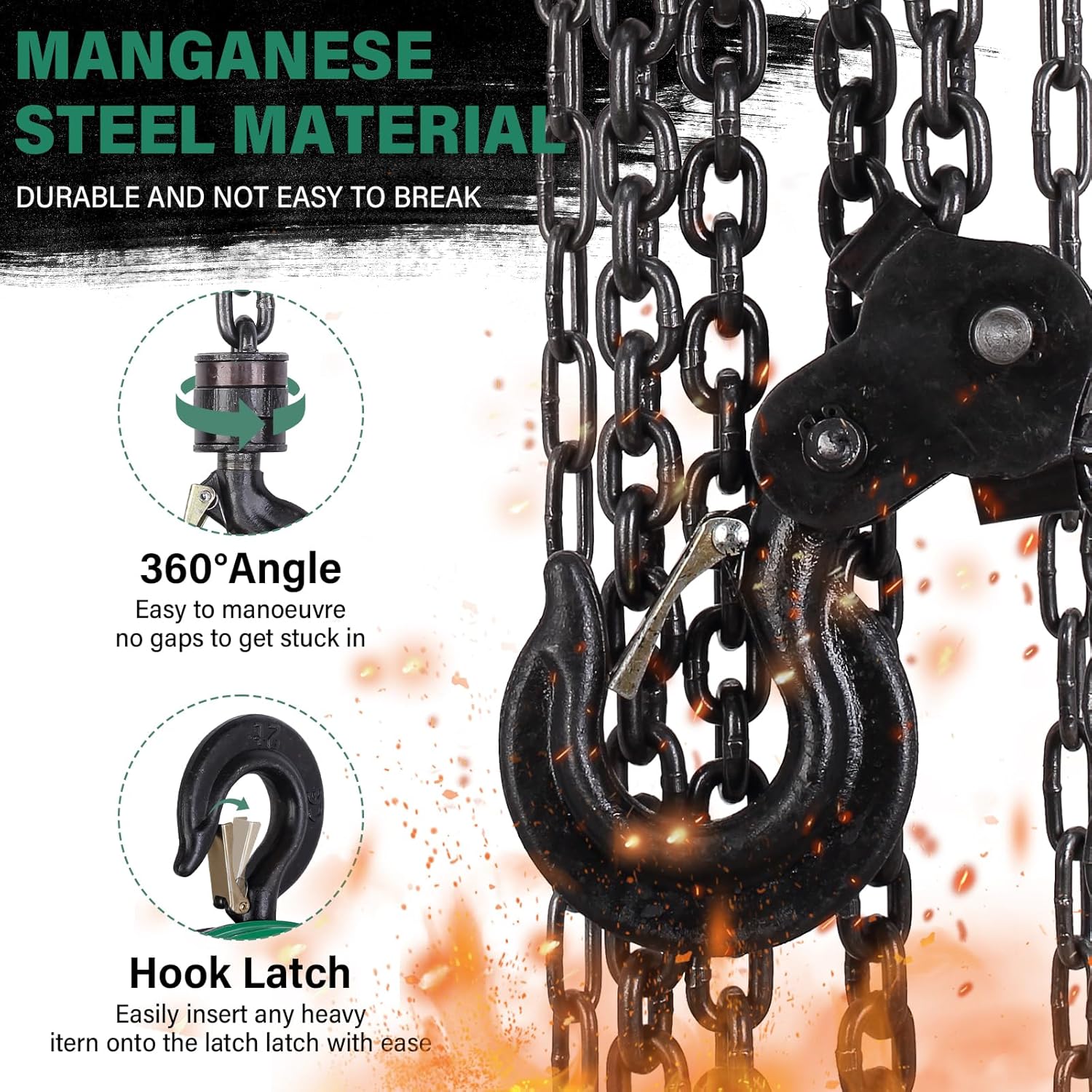 Stanew Paranco a Catena Manuale 2T 5m, Verde - immagine 4