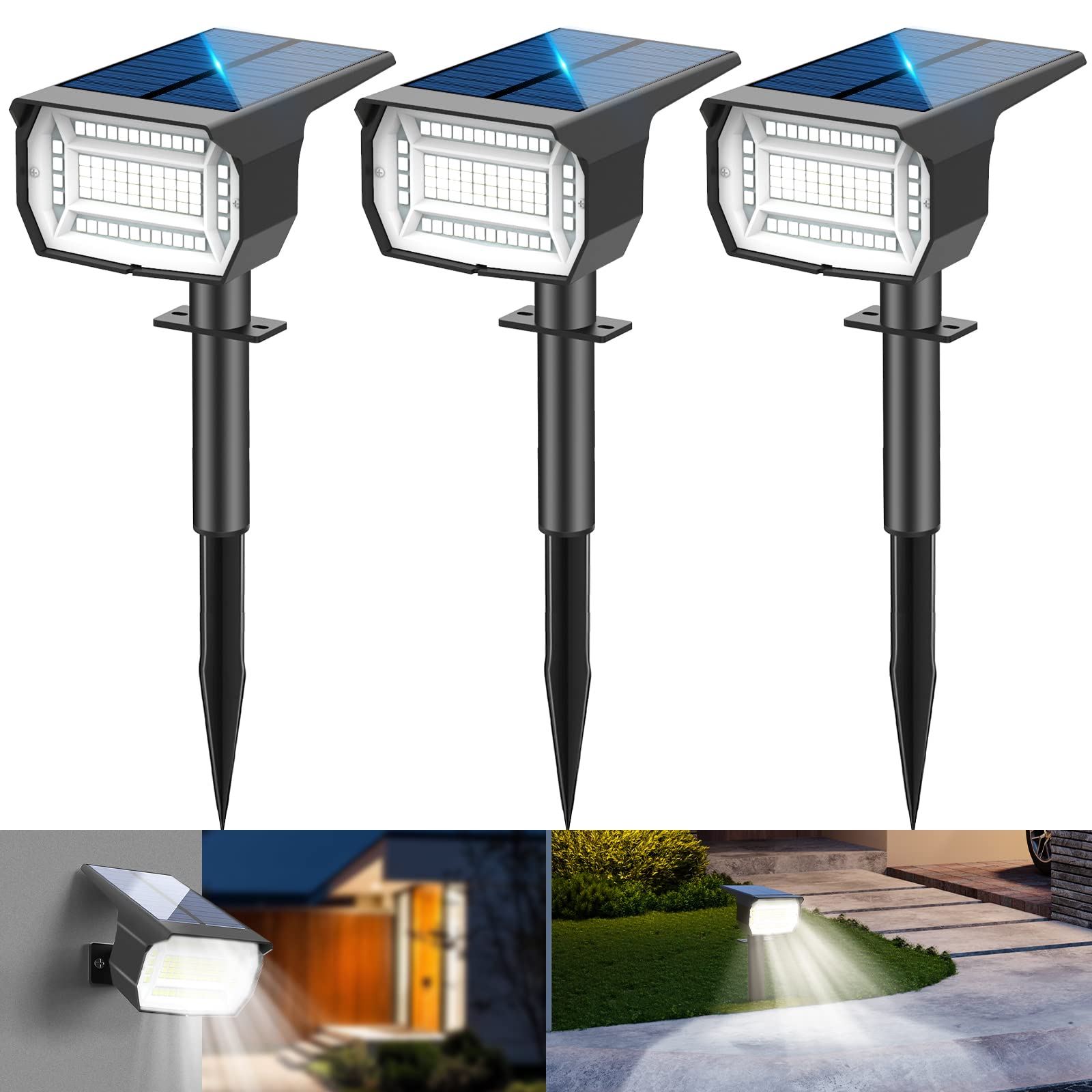 Lotmos 3Pcs Faretti Solari da Esterno 72 LED