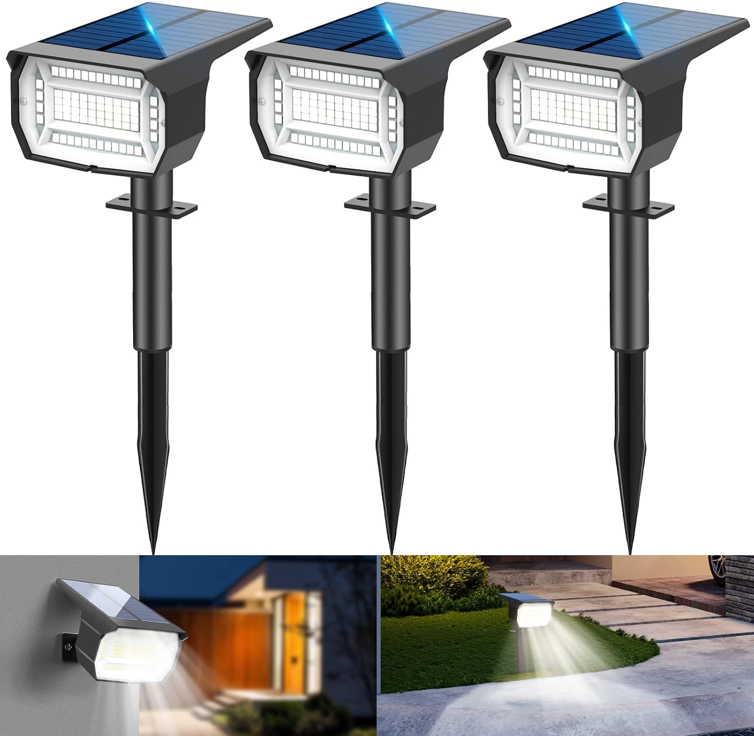 Lotmos 3Pcs Faretti Solari da Esterno 72 LED - immagine 1