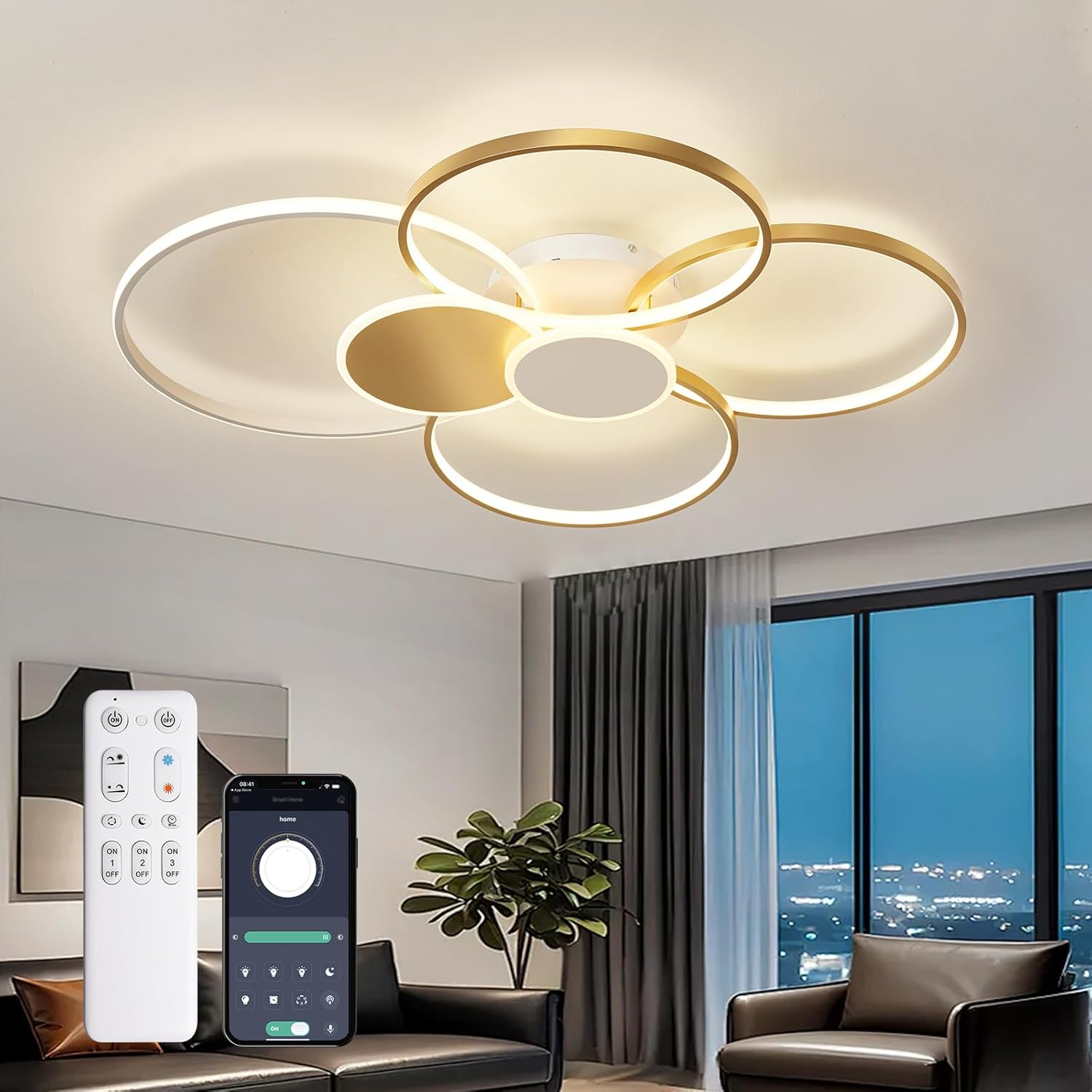 Lampadario LED Dimmerabile con Telecomando - immagine 2