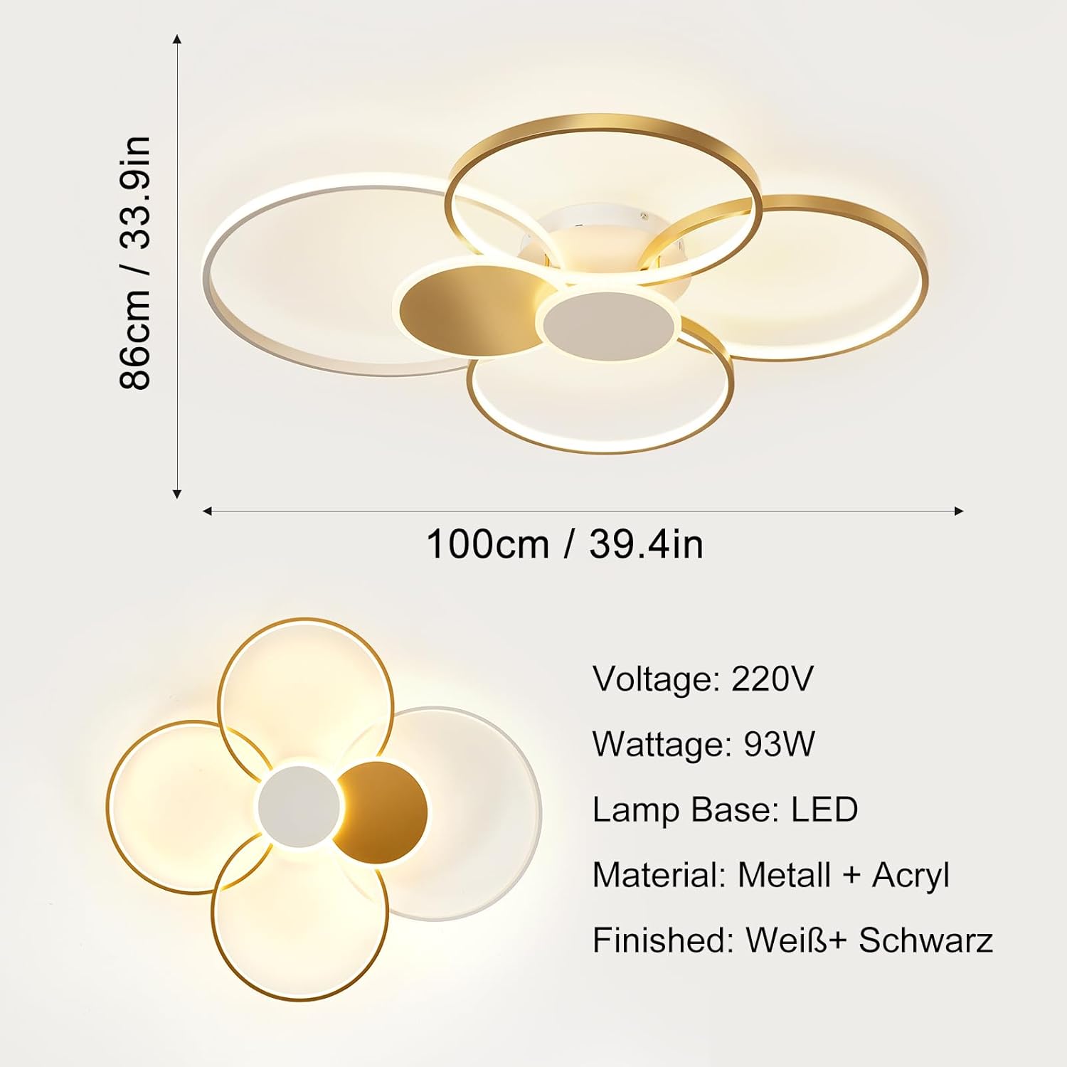 Lampadario LED Dimmerabile con Telecomando - immagine 5