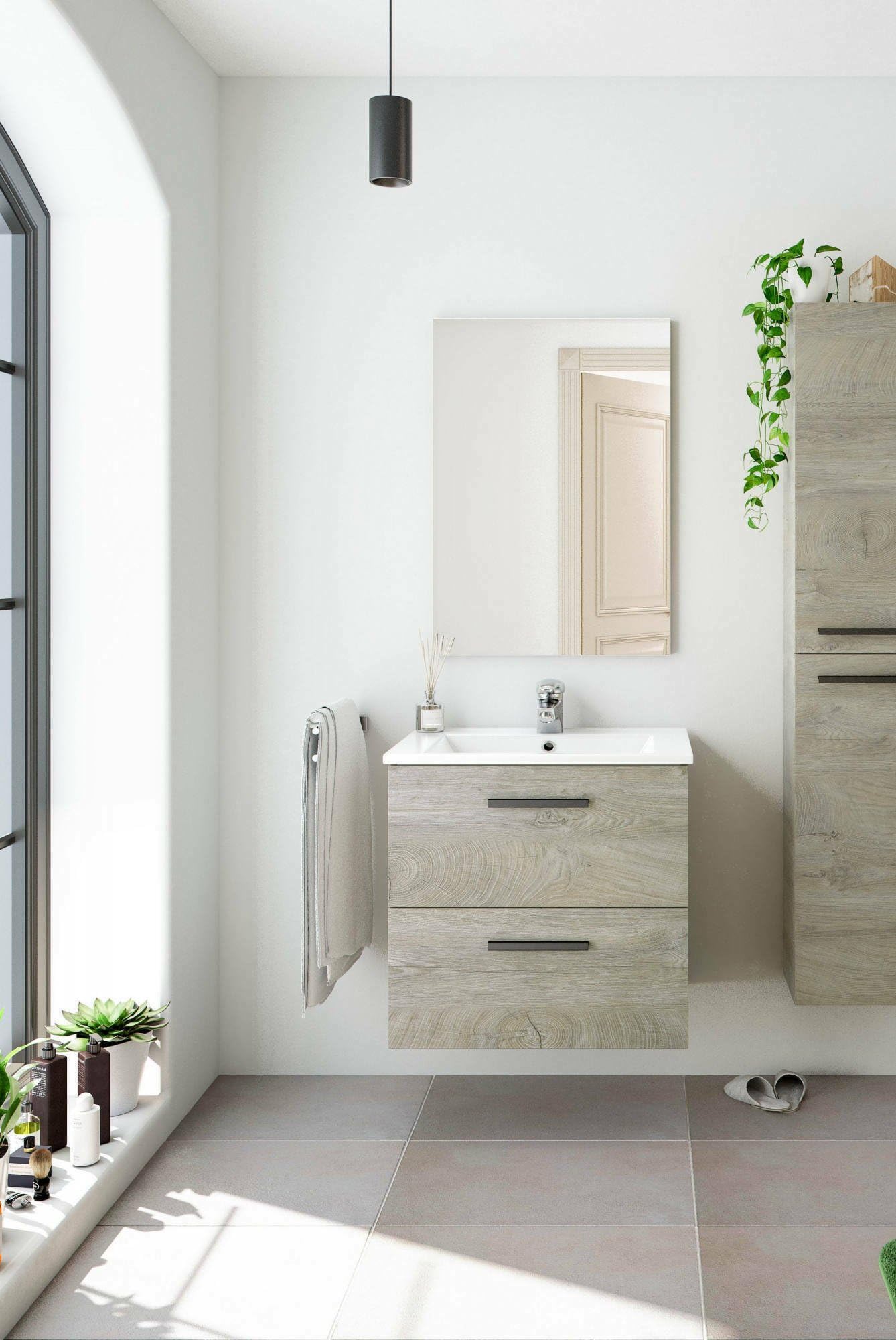 Dmora Mobile Bagno Sospeso 60x57x45 cm Rovere