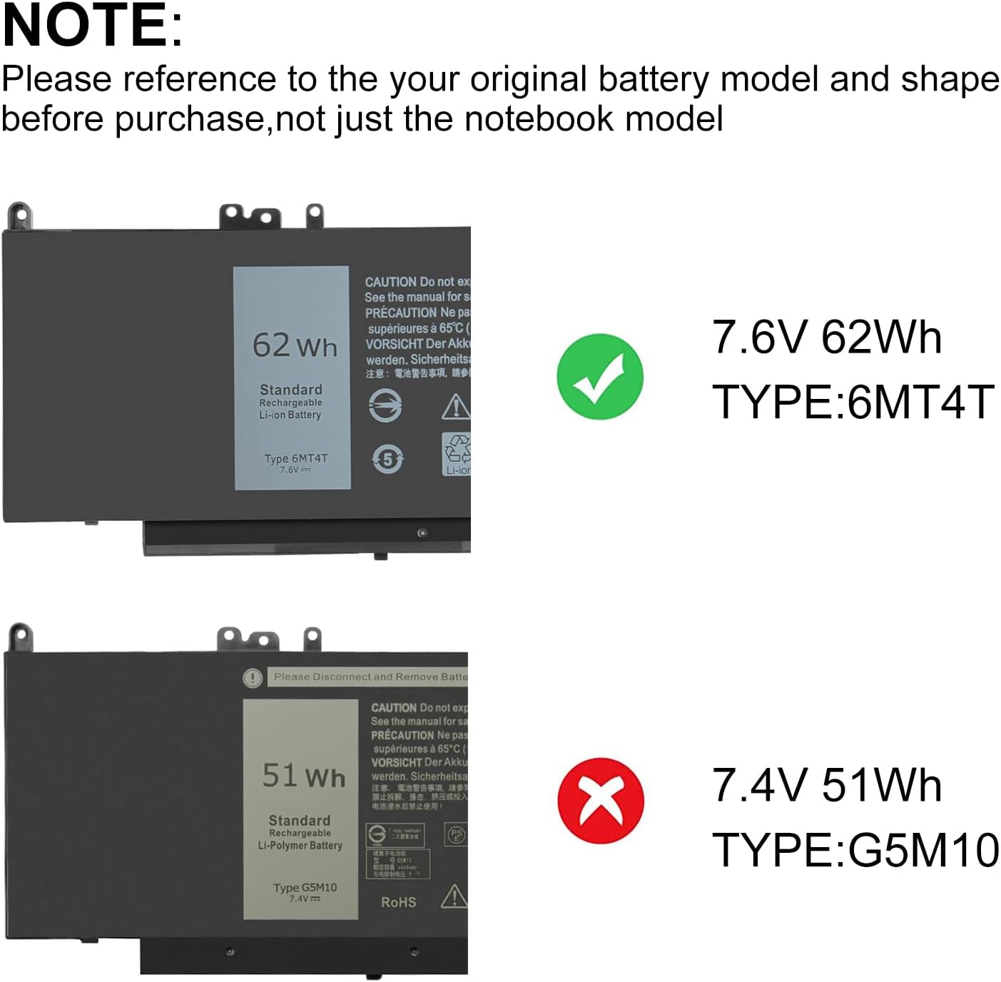 Exmate 6MT4T Batteria per Dell Latitude E5470 - immagine 2