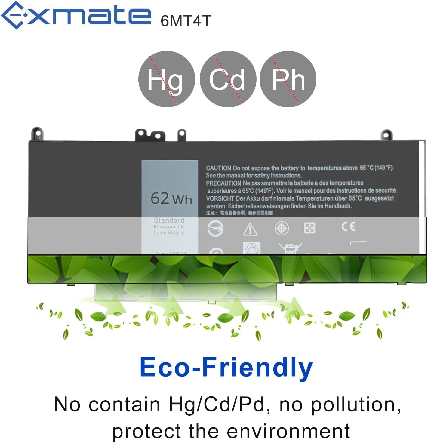 Exmate 6MT4T Batteria per Dell Latitude E5470 - immagine 7