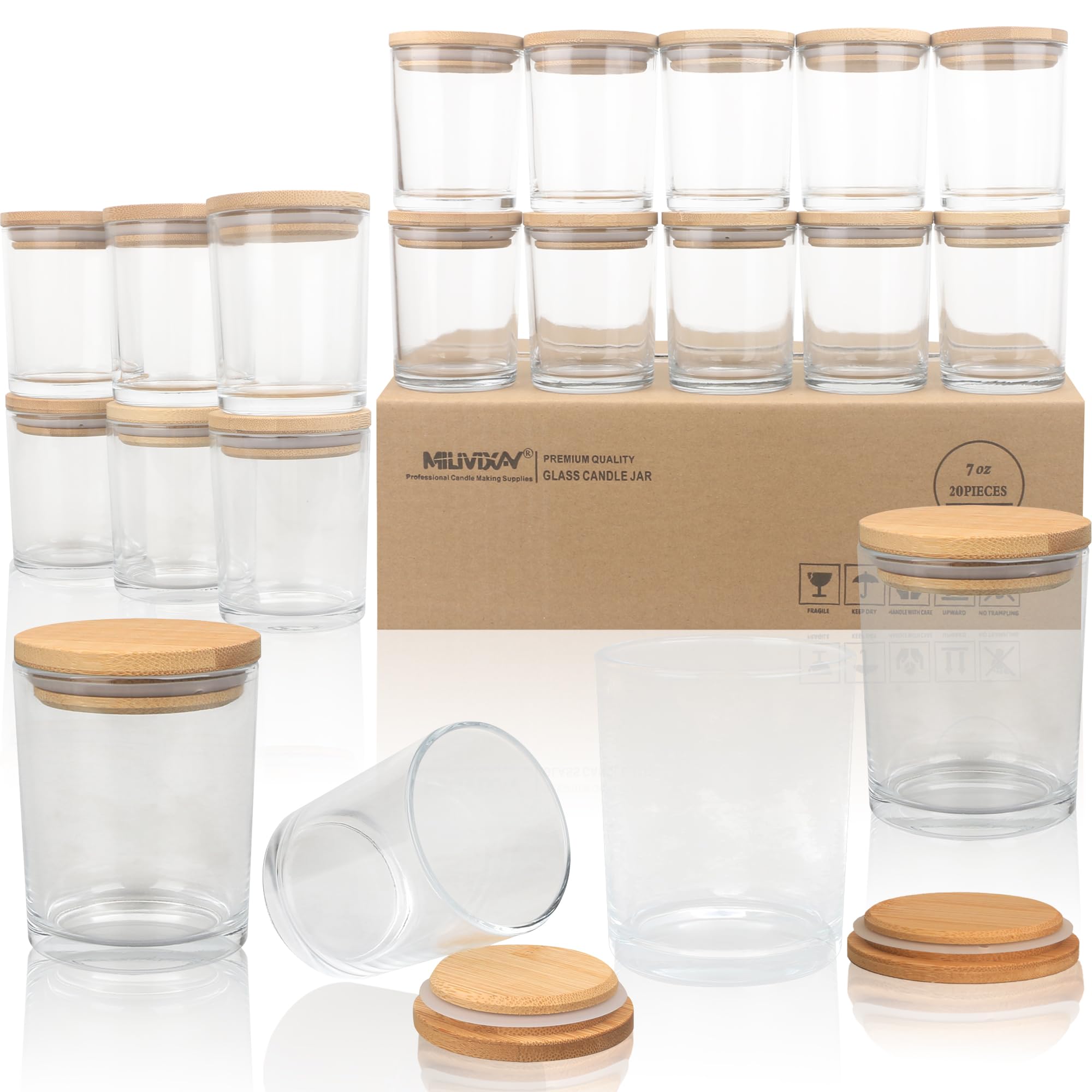Milivixay Confezione 20 Barattoli in Vetro 198,4g con Coperchio