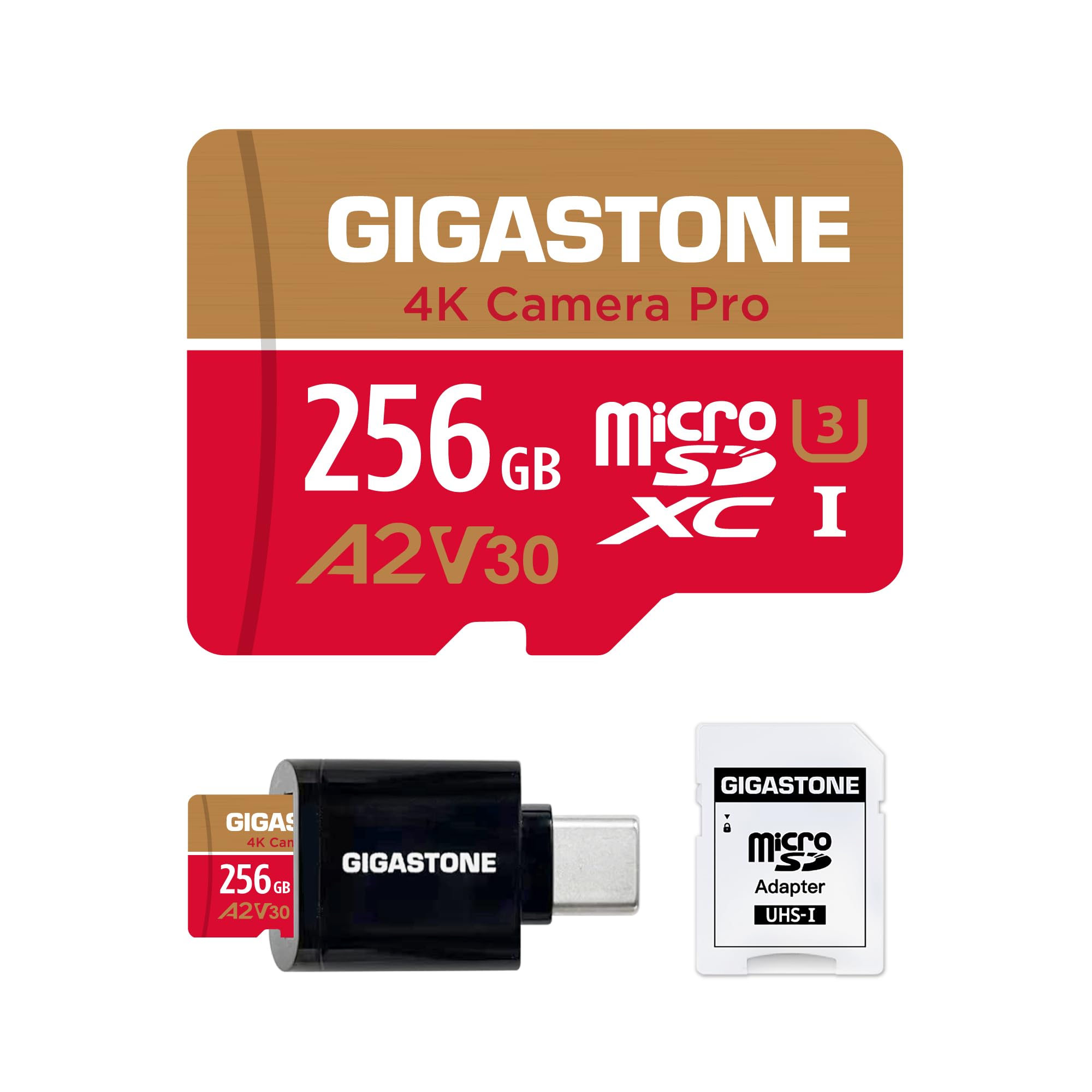 Gigastone 256GB Micro SD Card 4K Camera Pro A2 V30
