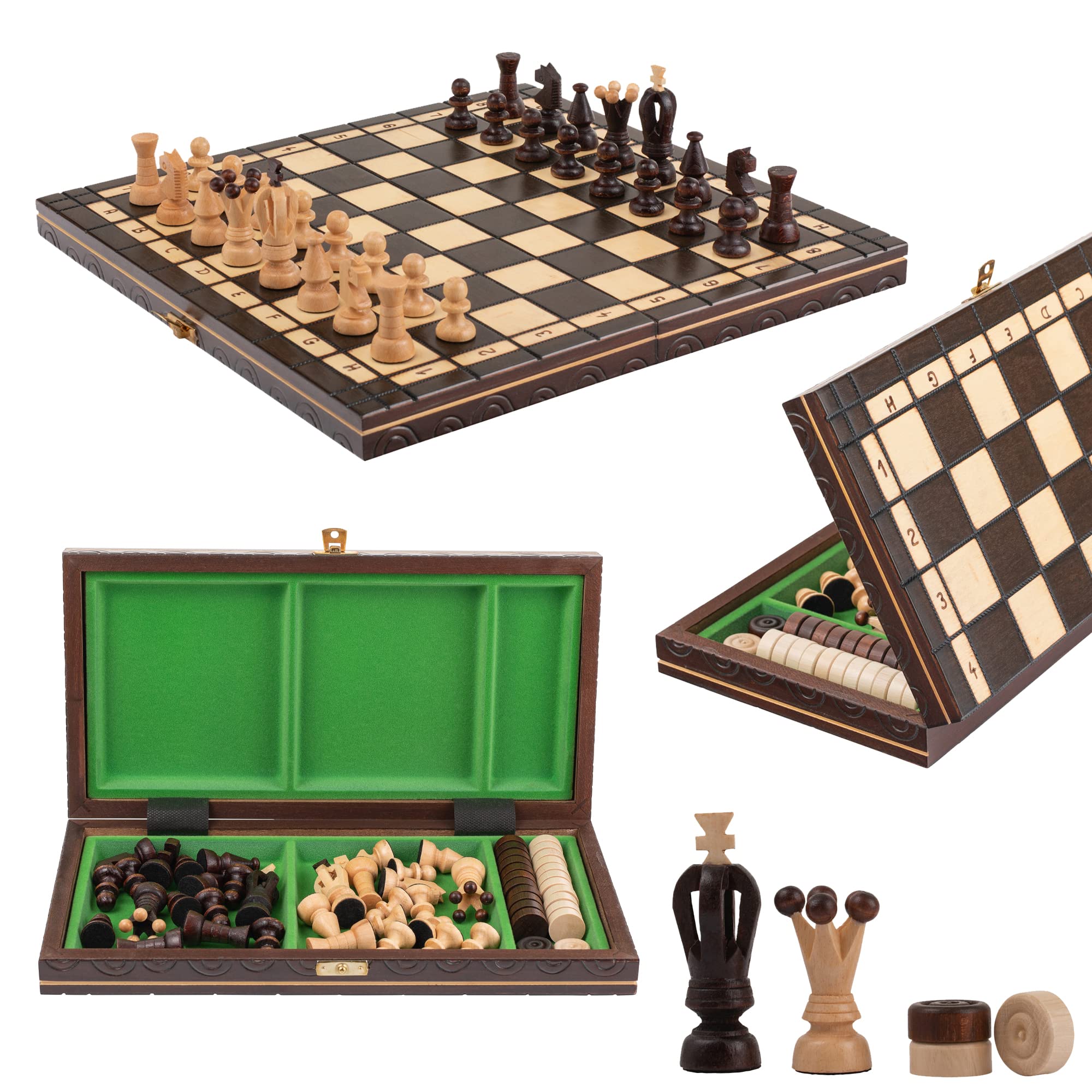Great KINGDOM Set di Scacchi in Legno Fatti a Mano 35 cm