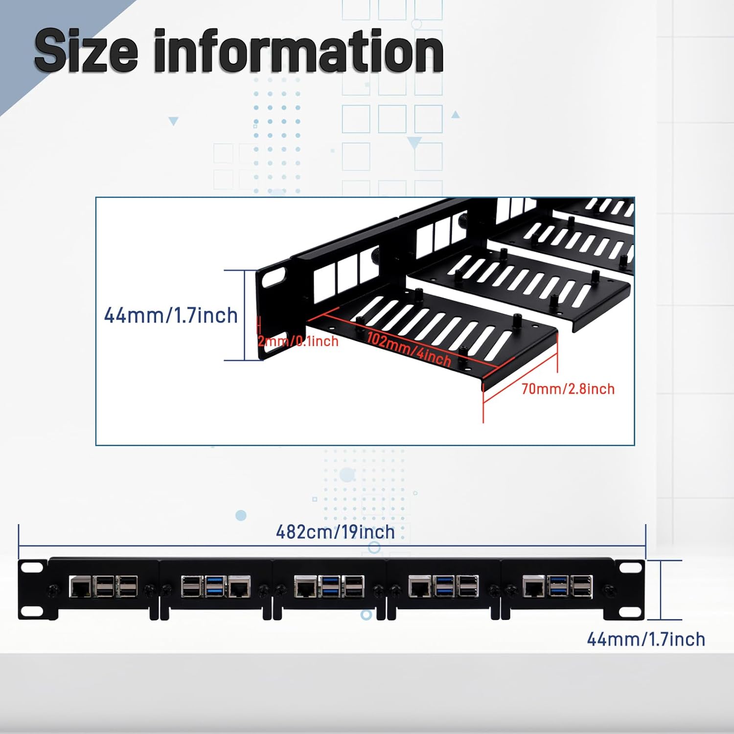 Geeekpi 19 inch 1U Rackmount per Raspberry Pi - immagine 4