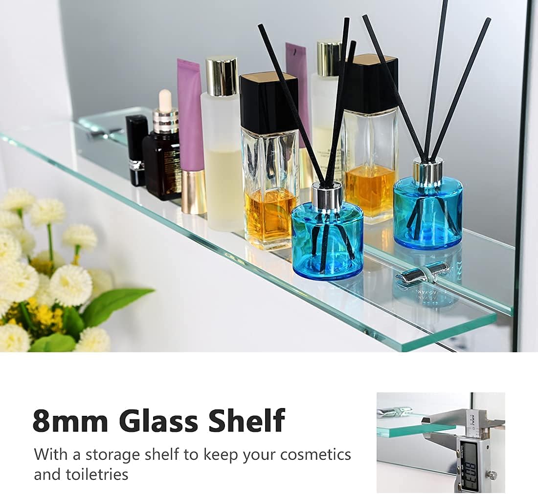 Emke Specchio Senza Cornice con Mensola 80x60 cm - immagine 2