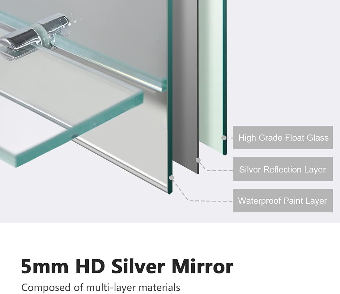 Emke Specchio Senza Cornice con Mensola 80x60 cm - immagine 5