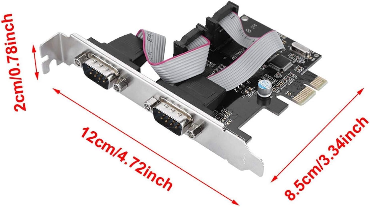 ASHATA Scheda seriale PCI-E a RS232 a 2 Porte, da PCI-E a Doppio ...