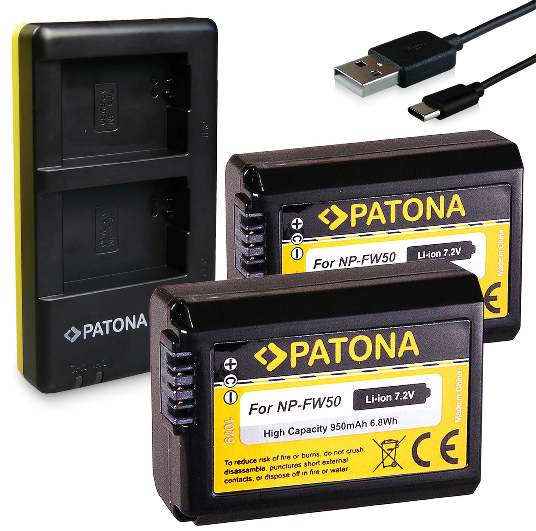PATONA Caricatore Doppio con 2x Batteria NP-FW50