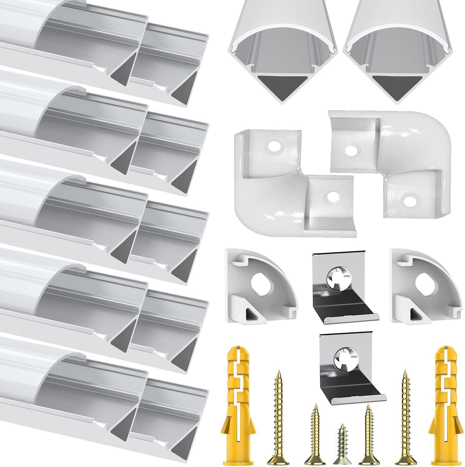 10 Pezzi Profilo Alluminio LED a V per Strisce, 1 Metro