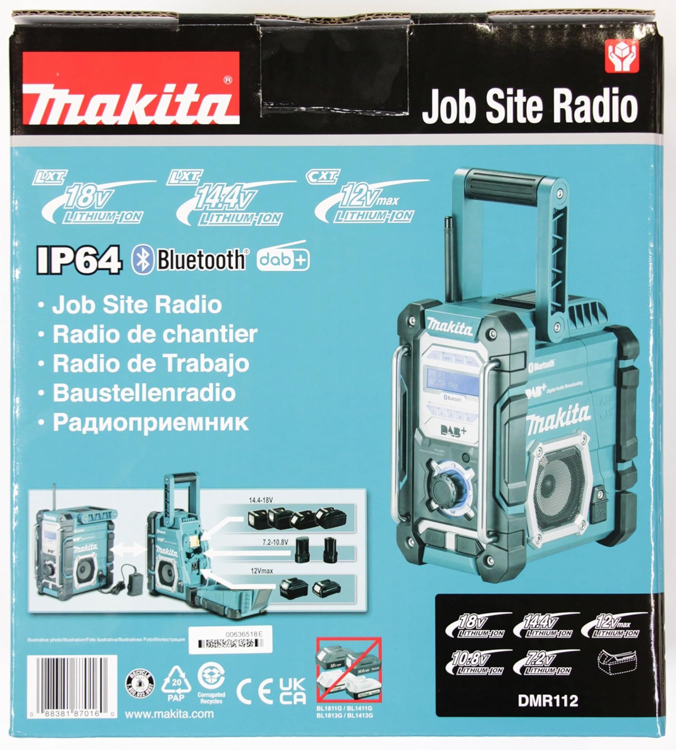 Makita DMR112 Radio da Cantiere DAB/DAB+ con Bluetooth - immagine 13