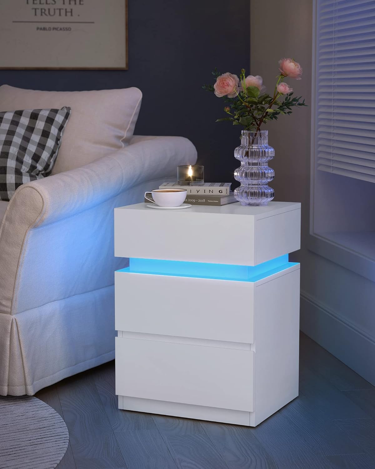 Vasagle KAILYN Comodino con Striscia LED Multicolore - immagine 2