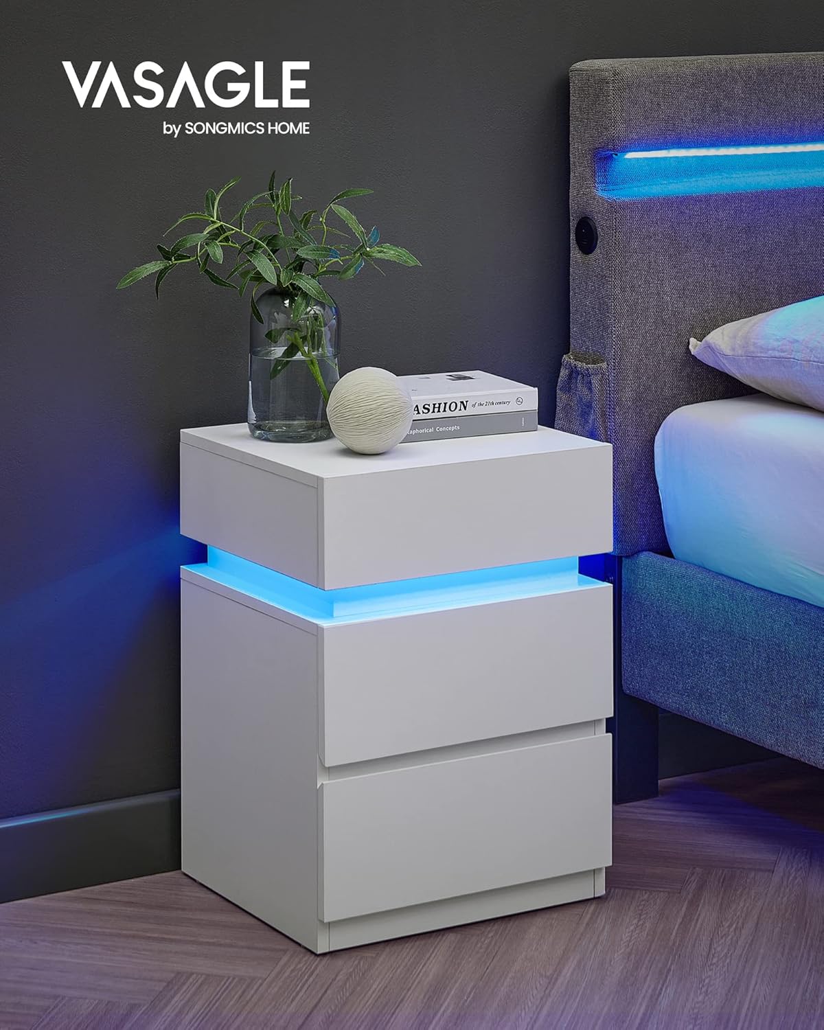 Vasagle KAILYN Comodino con Striscia LED Multicolore - immagine 4