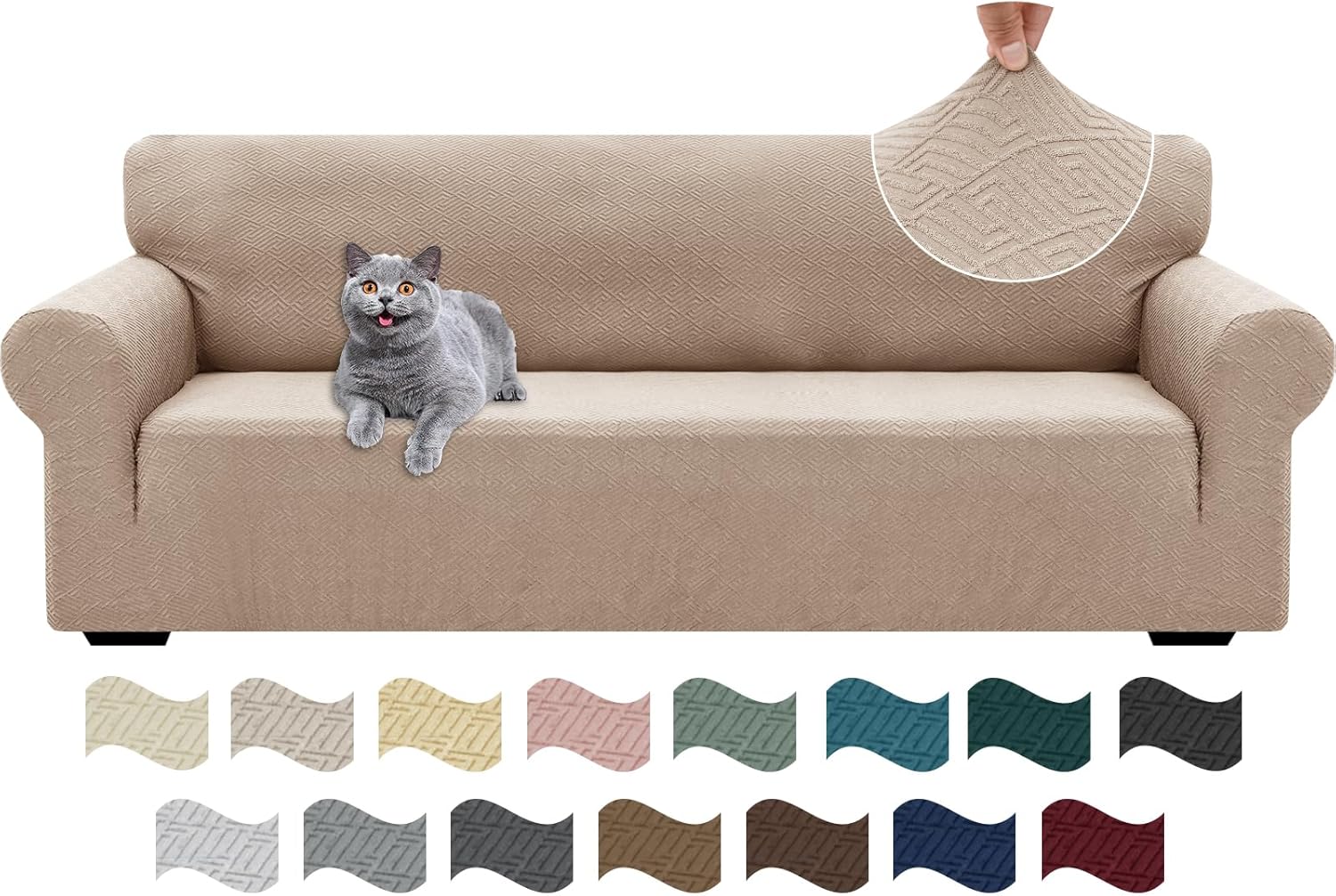 Ystyle Copridivano 4 Posti Super Elasticizzato, Cachi - immagine 1