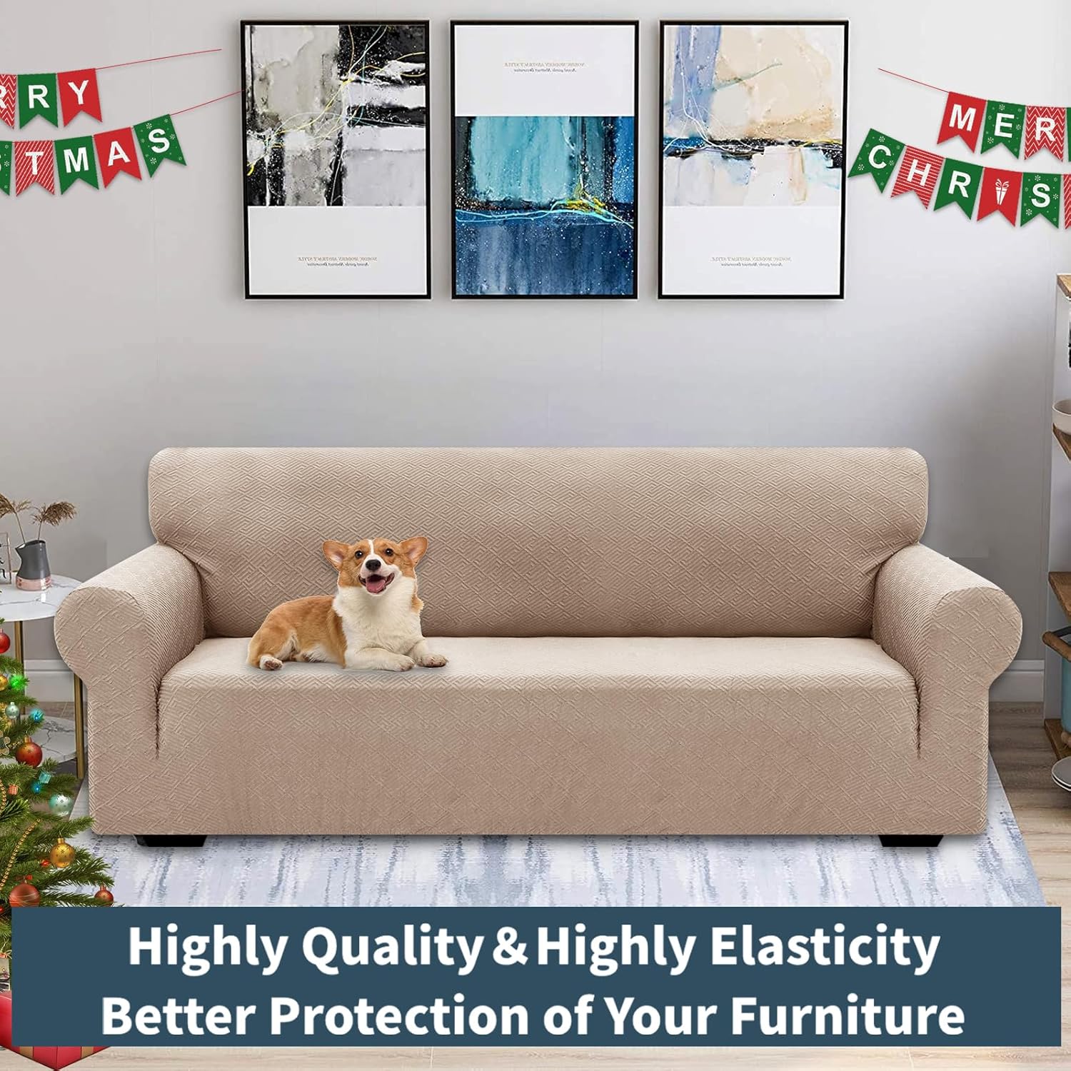 Ystyle Copridivano 4 Posti Super Elasticizzato, Cachi - immagine 2